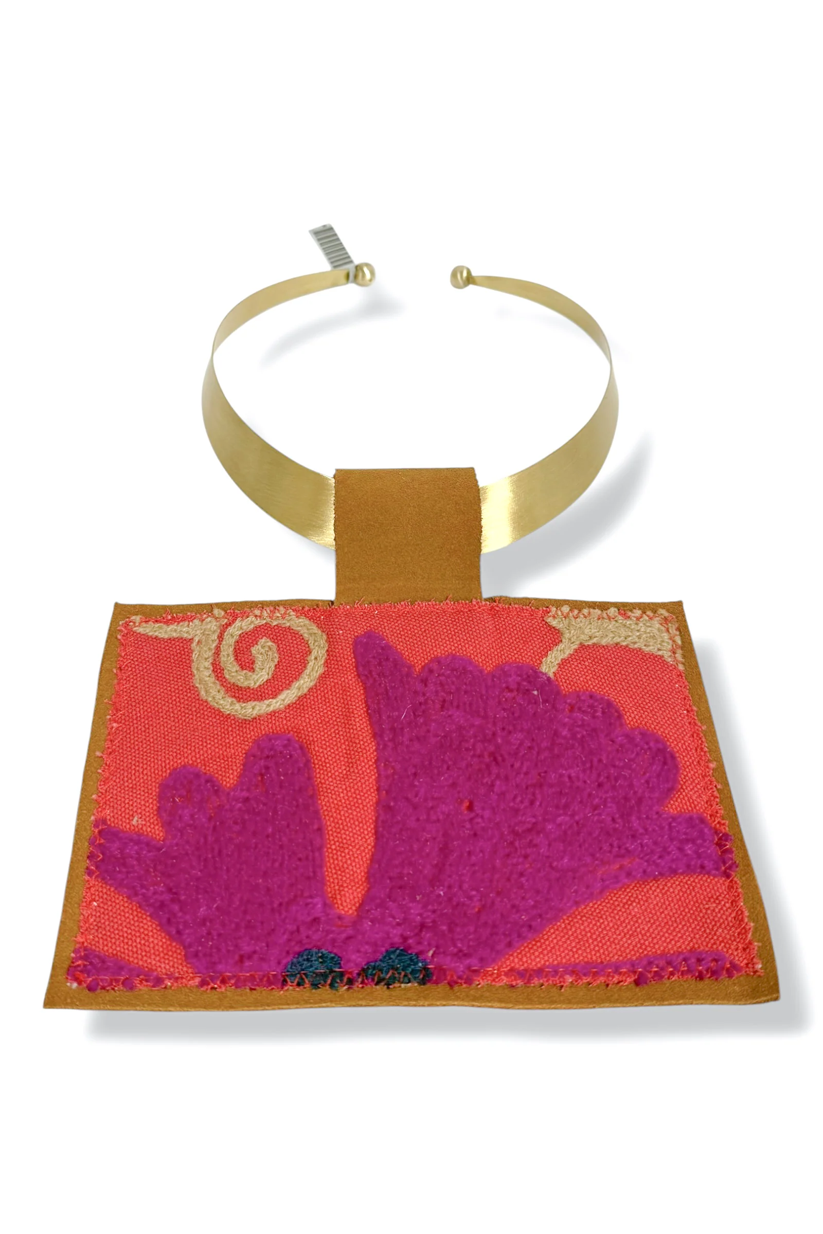 Kilim Suzani Red Fabric Choker Necklace 10