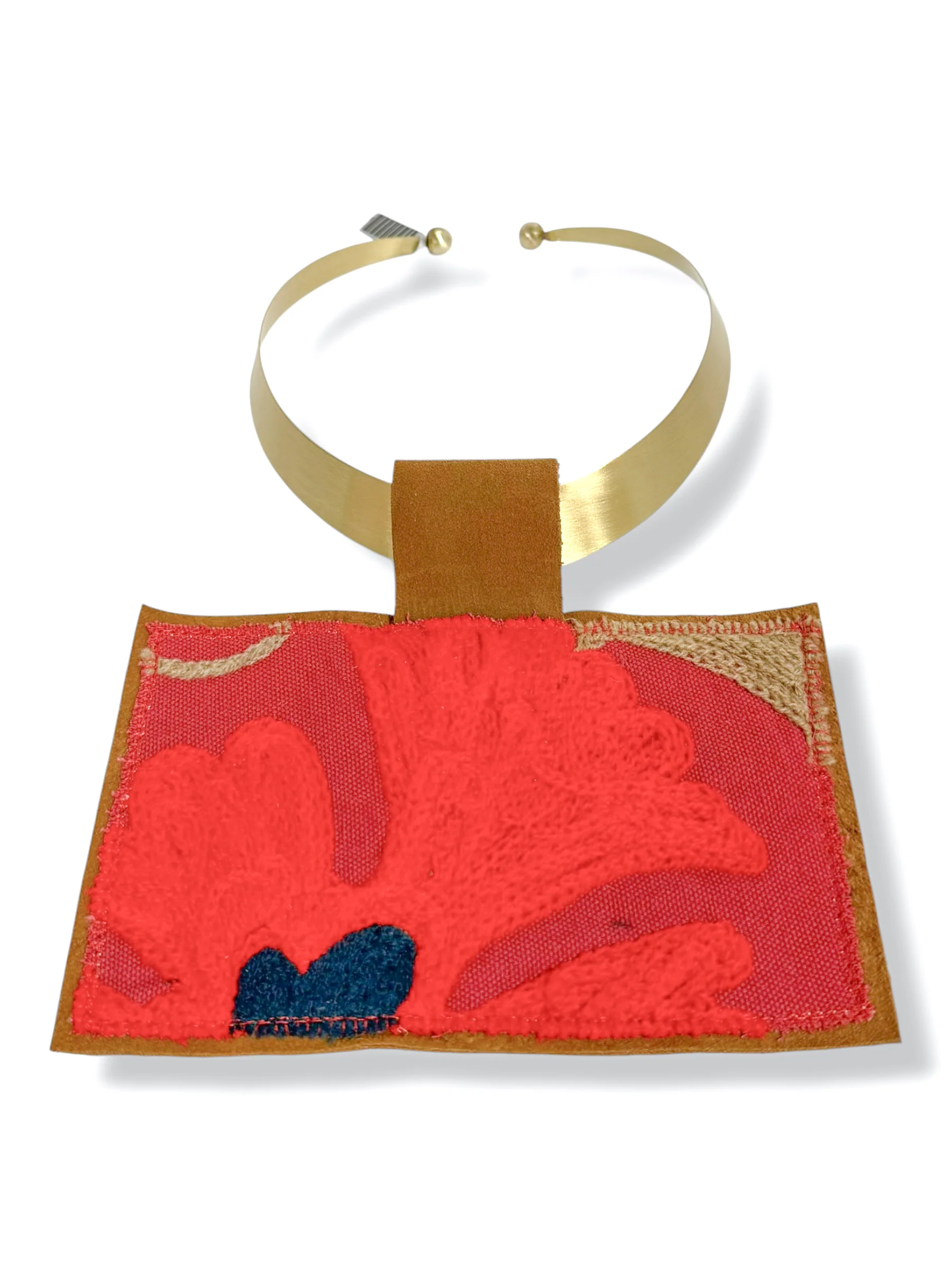 Kilim Suzani Red Fabric Choker Necklace 11