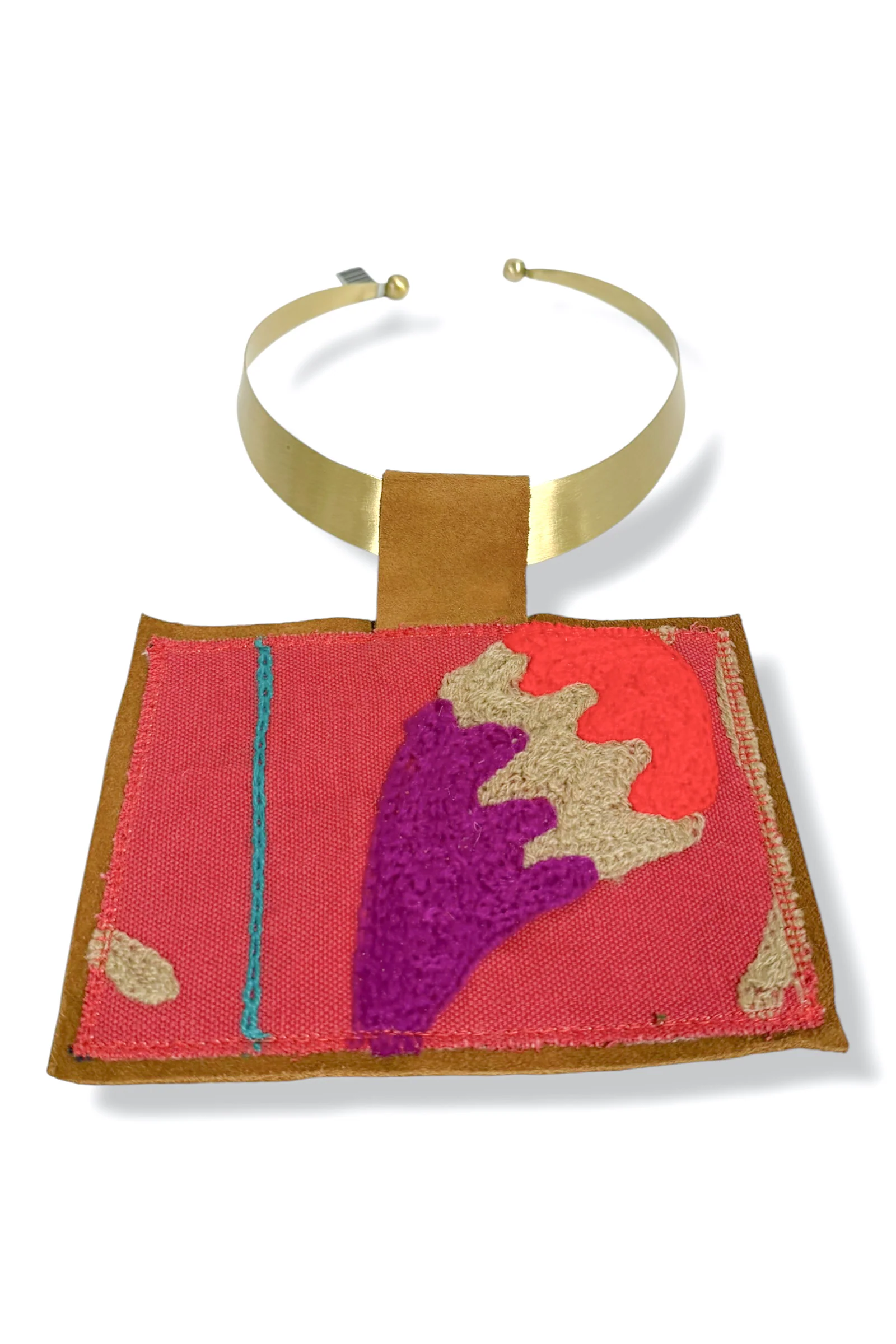 Kilim Suzani Red Fabric Choker Necklace 12