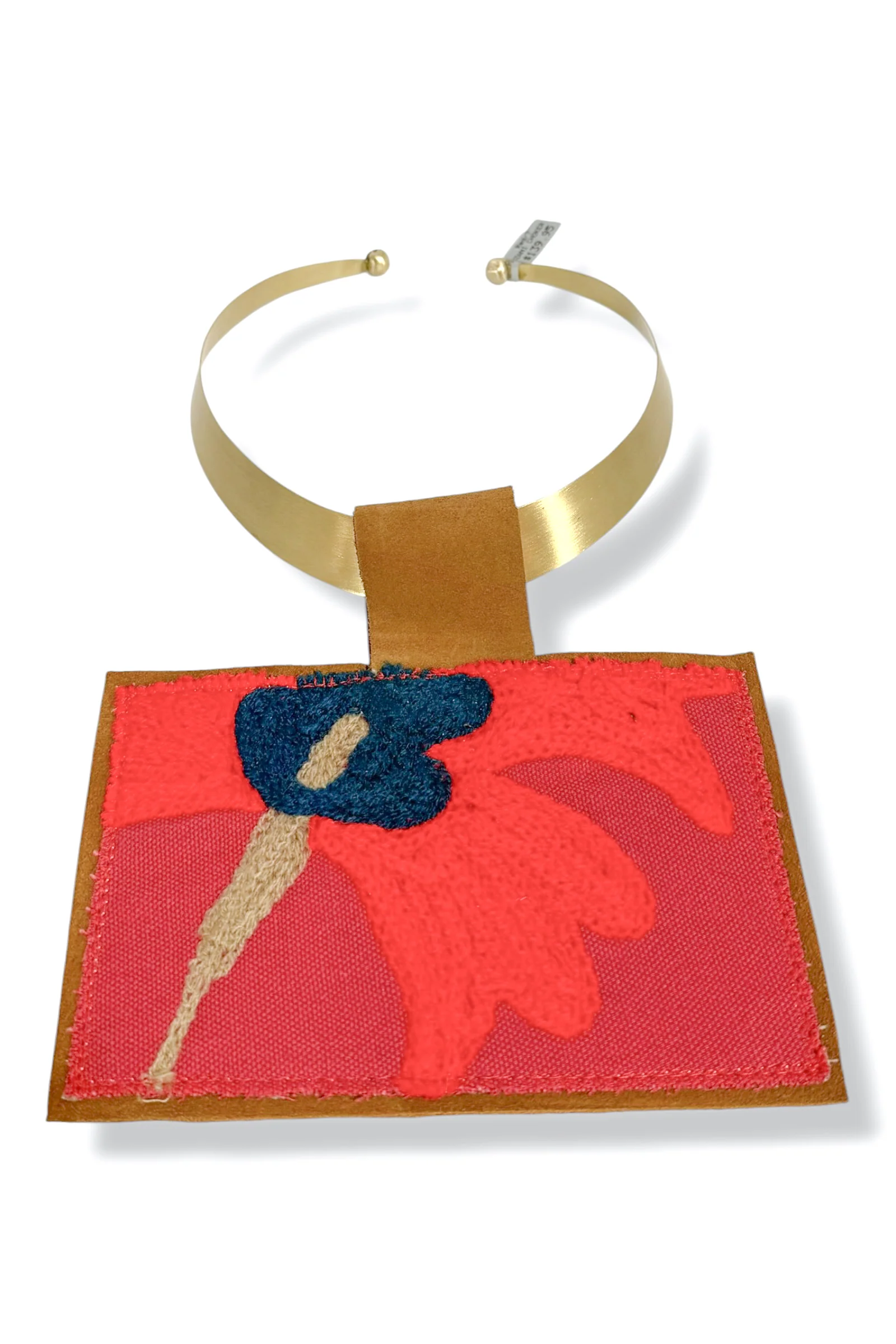 Kilim Suzani Red Fabric Choker Necklace 7