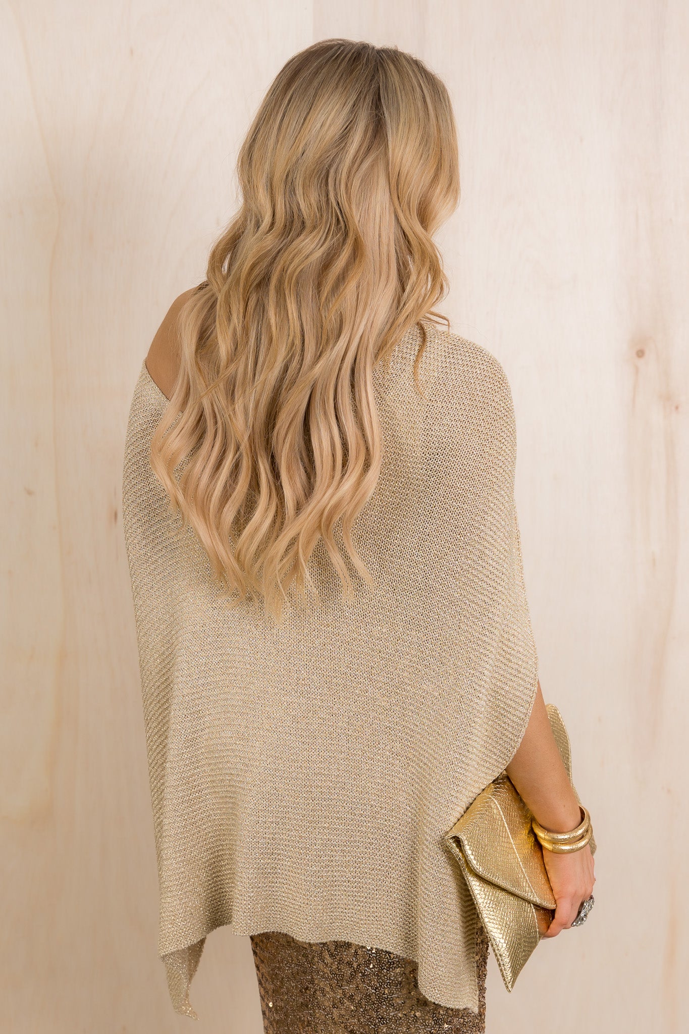 Knit Metallic Gold Cardigan - Image 3