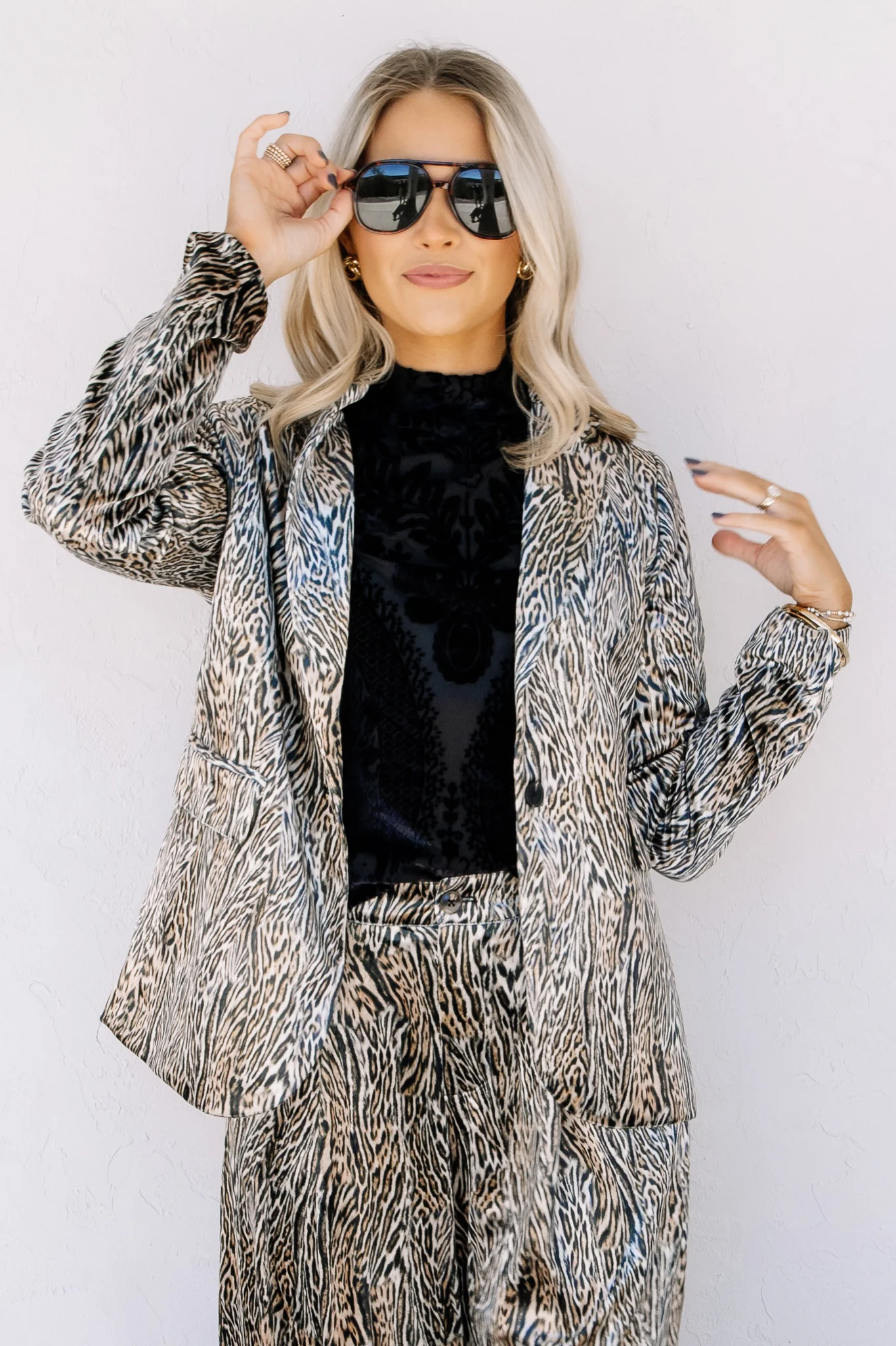 Molly Bracken Camel Cheetah Long Sleeve Blazer - Image 3