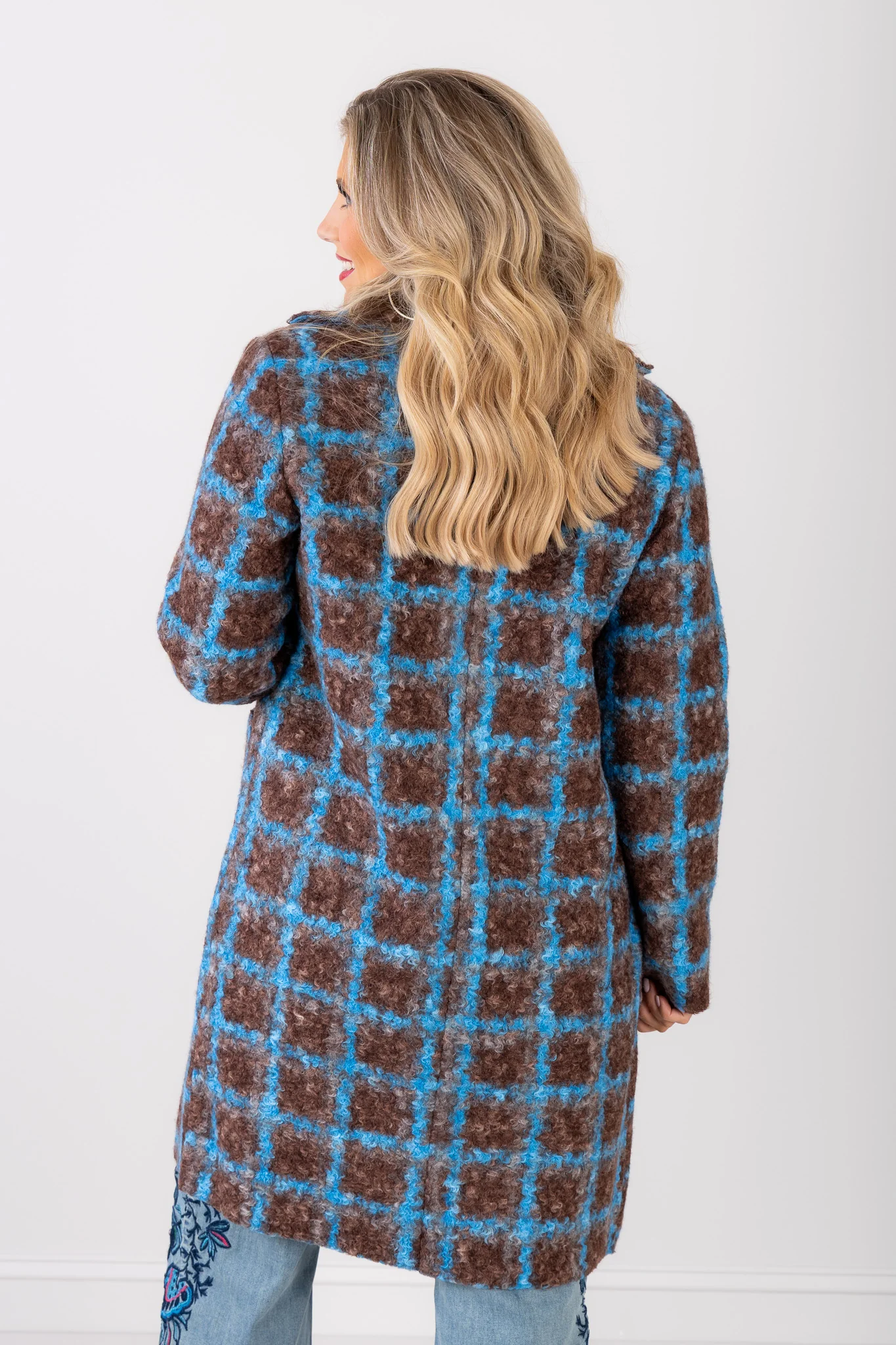 Tribal Brown and Blue Long Sleeve Coat - Image 5
