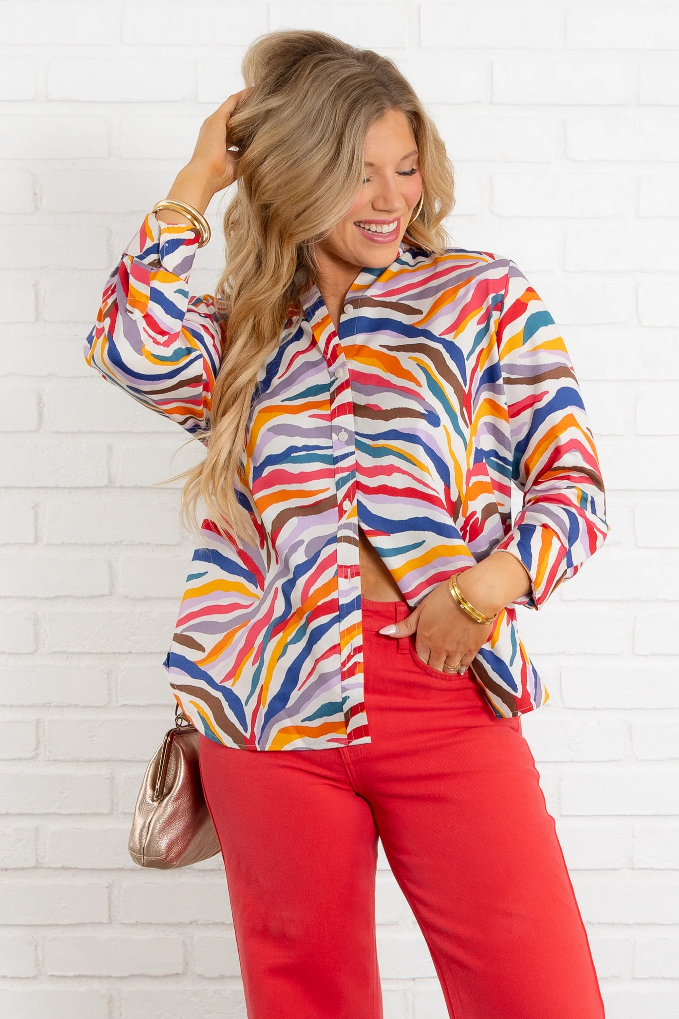 Madison Multi Zebra Long Sleeve Top - Image 3