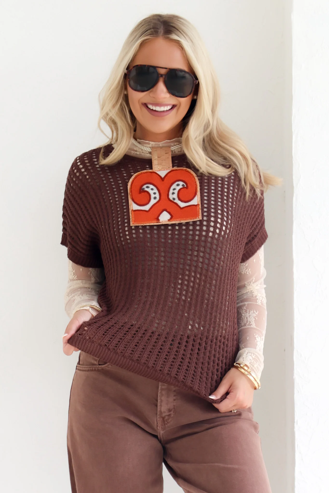 Making Memories Nude Lace Layering Long Sleeve Top - Image 4
