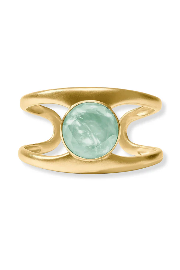 Julie Vos Laguna Iridescent Aquamarine Stone Cuff Bracelet