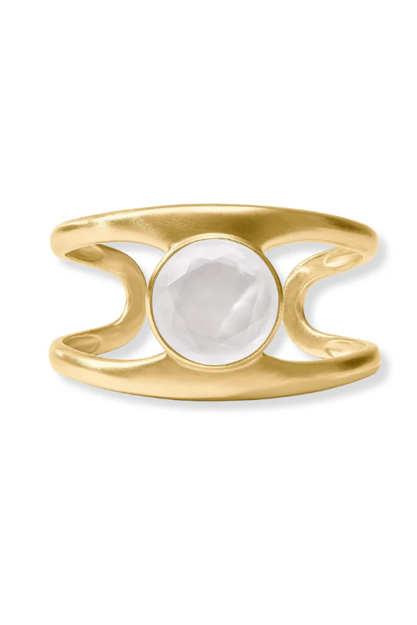Julie Vos Laguna Iridescent Clear Crystal Stone Cuff Bracelet