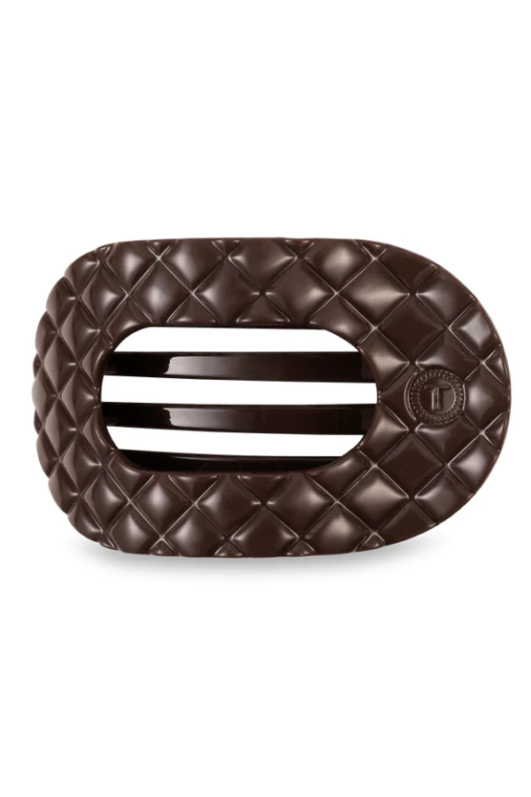 Teleties Large Flat Round Truly Taupe Quilted Hair Clip