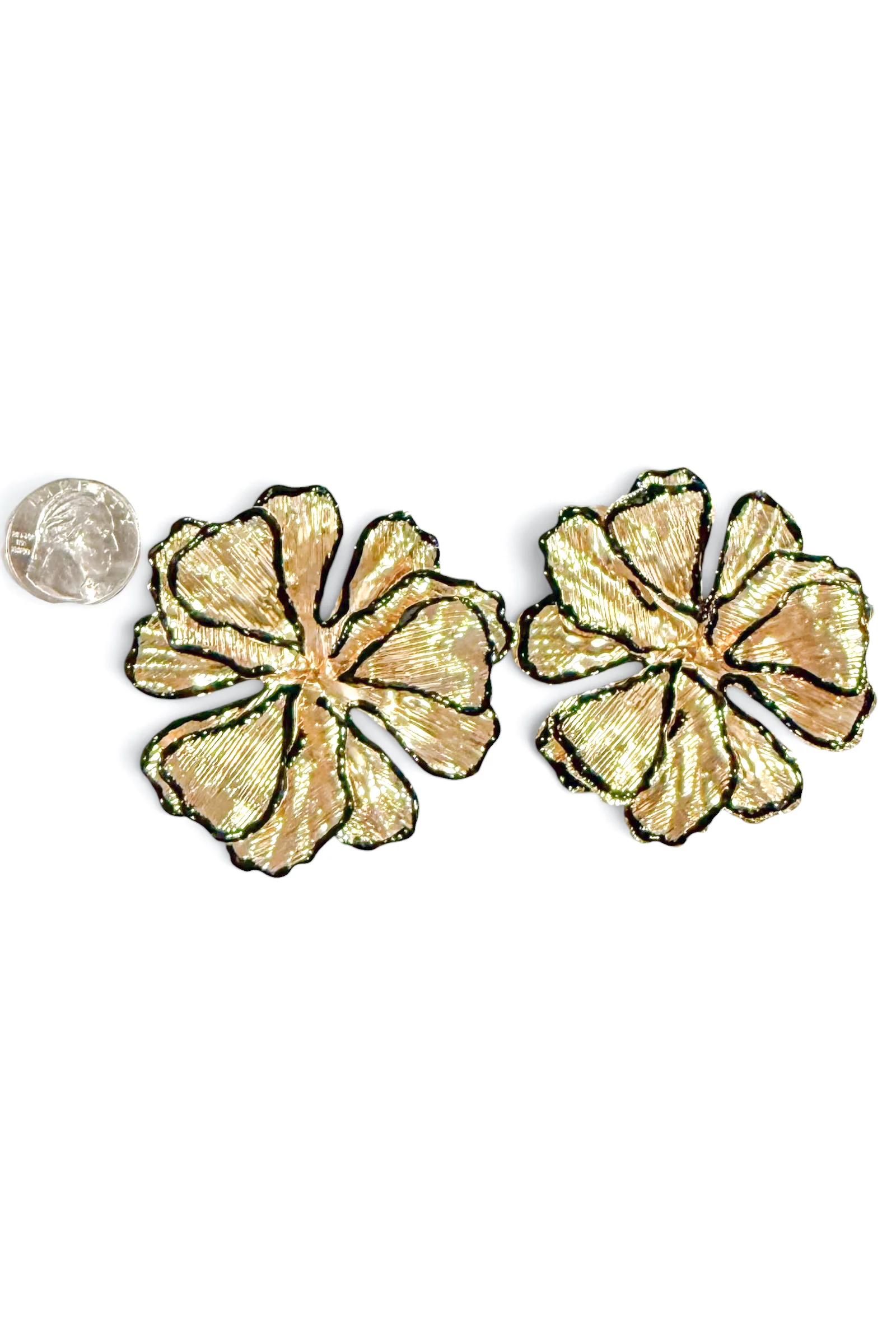 Keep Believing Gold Flower Statement Earrings - Image 2