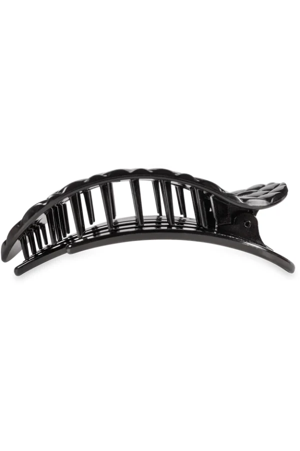 Teleties Large Flat Round Black Quilted Hair Clip - Image 2