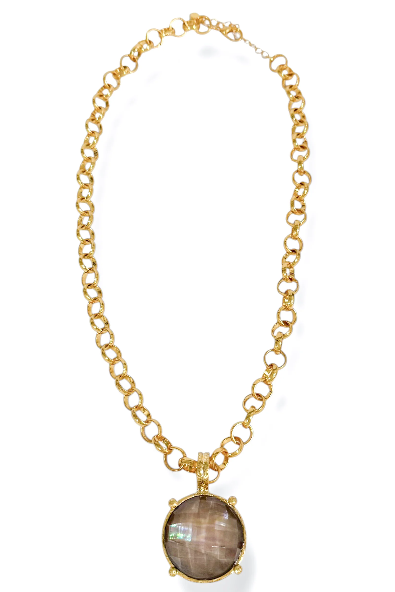 Layla Black Pendant Circle Chain Necklace