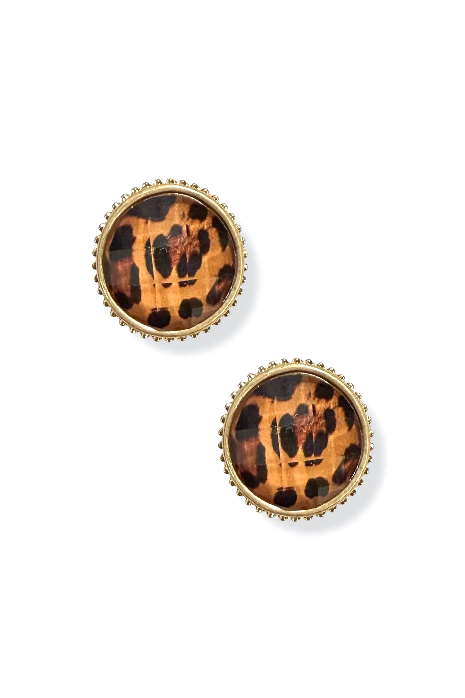 Faith Leopard Faceted Stone Stud Earrings