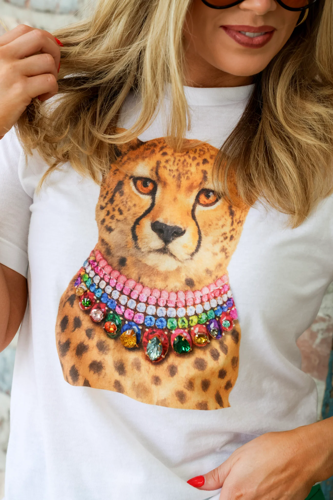 Jeweled Leopard White Short Sleeve Tee - Image 4