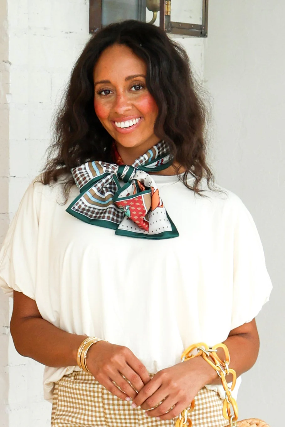Letting Go Ivory Horse Block Print Scarf - Image 2