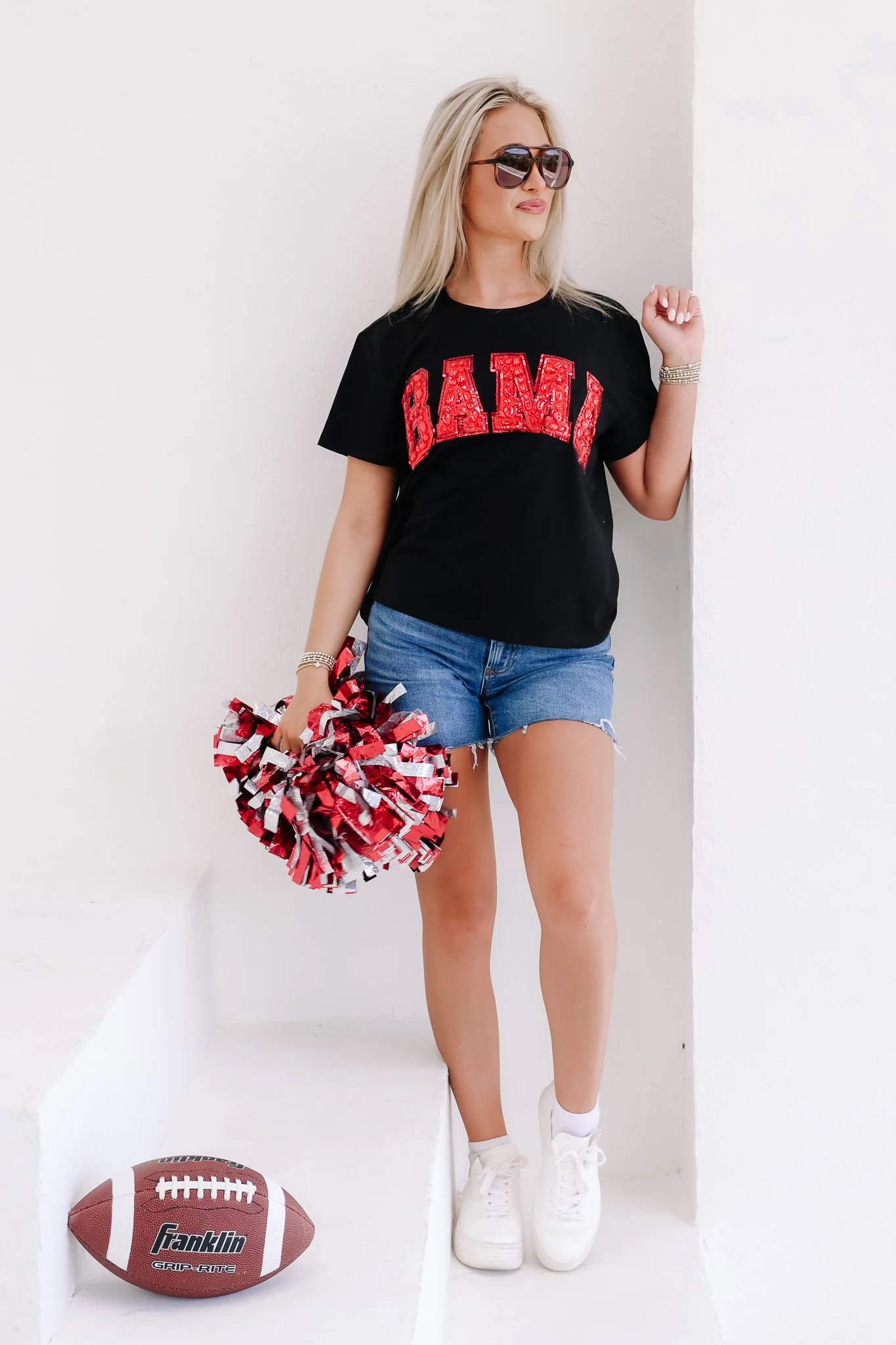 Queen Of Sparkles Alabama Jewel Letter Short Sleeve Tee - Image 6