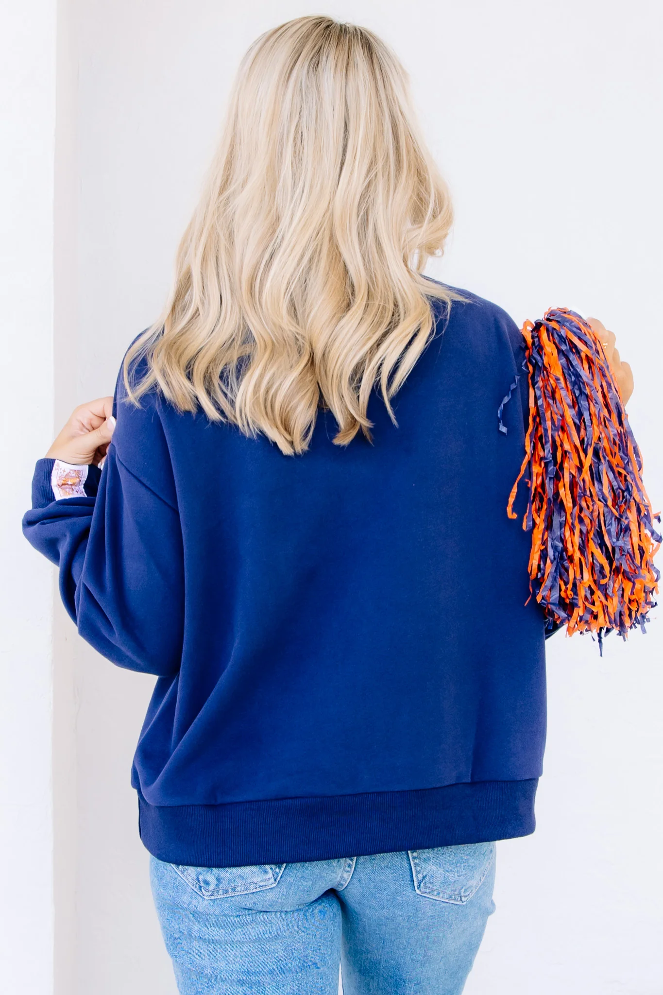 Queen Of Sparkles Auburn Metallic Navy Long Sleeve Sweatshirt - Image 6