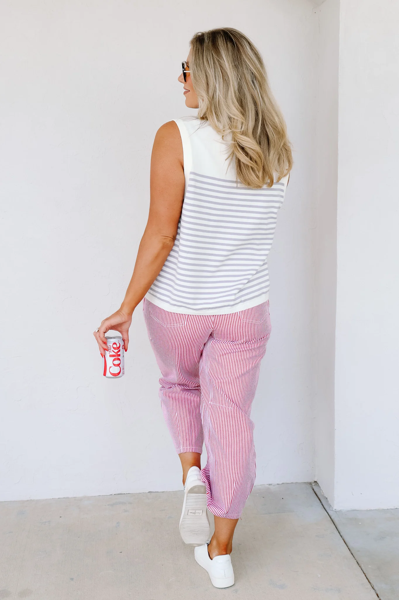 Queen Of Sparkles Diet Coke White & Grey Sleeveless Tank - Image 5