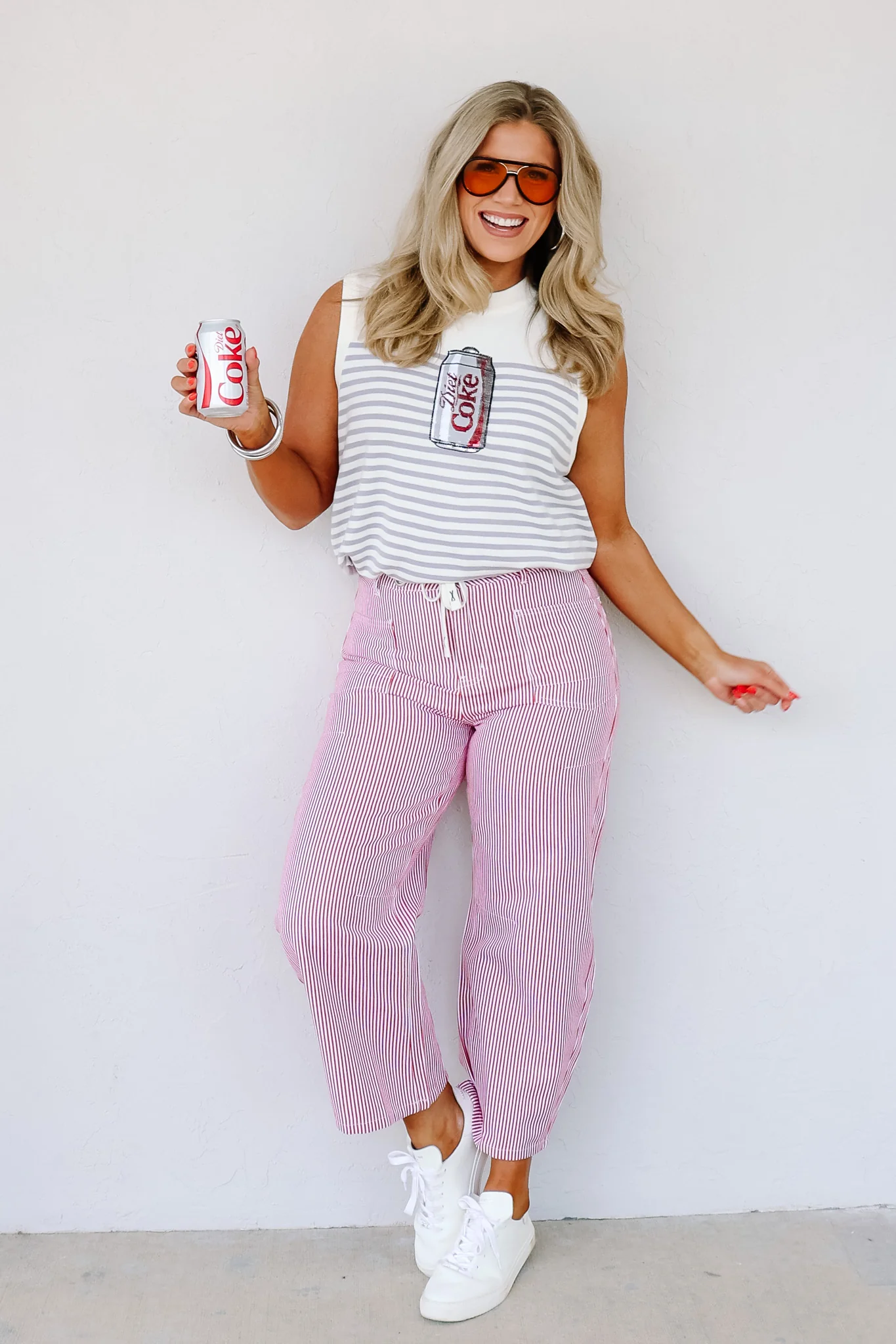 Queen Of Sparkles Diet Coke White & Grey Sleeveless Tank - Image 6