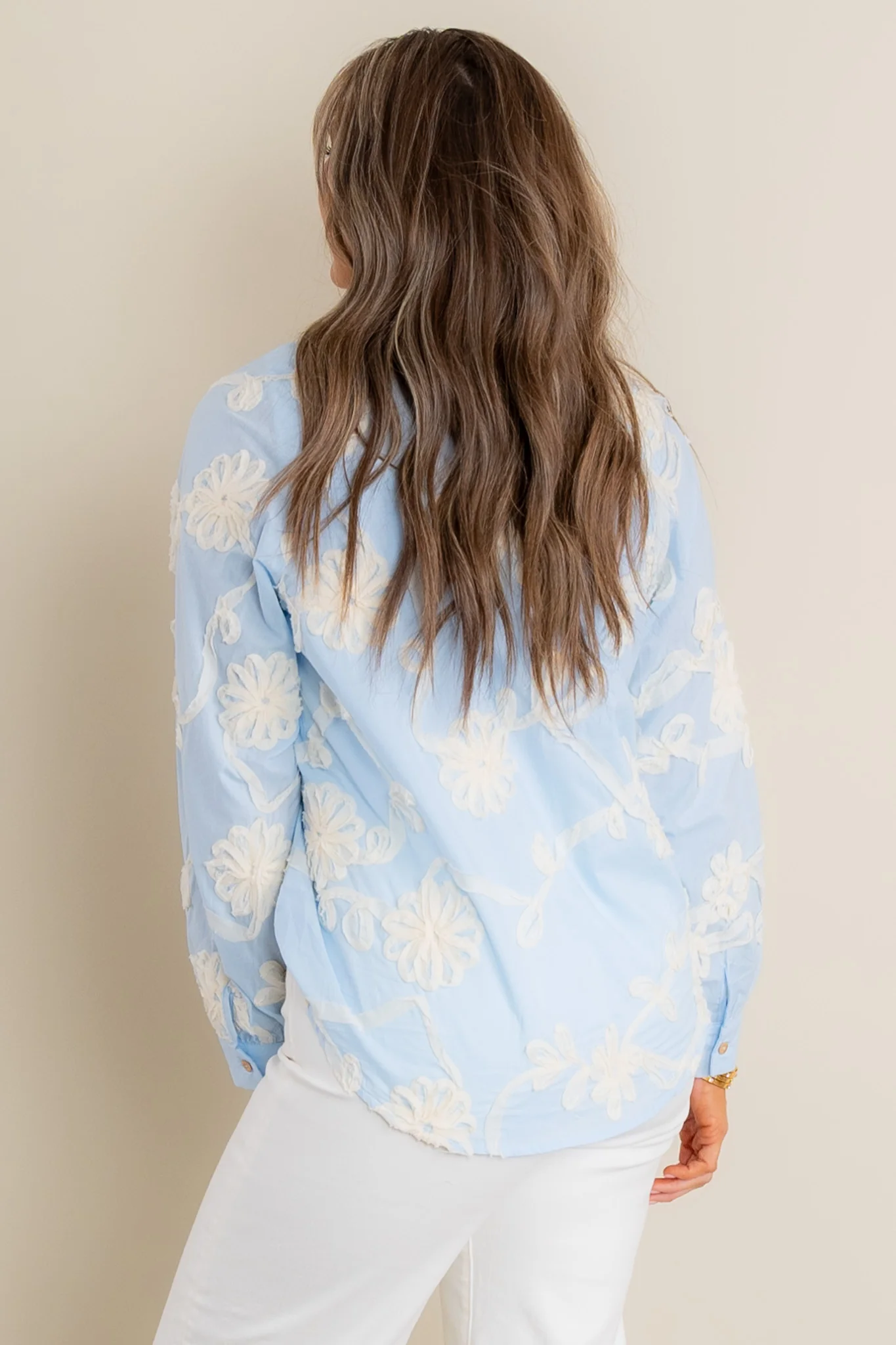 Sophia Floral Light Blue Long Sleeve Top - Image 4