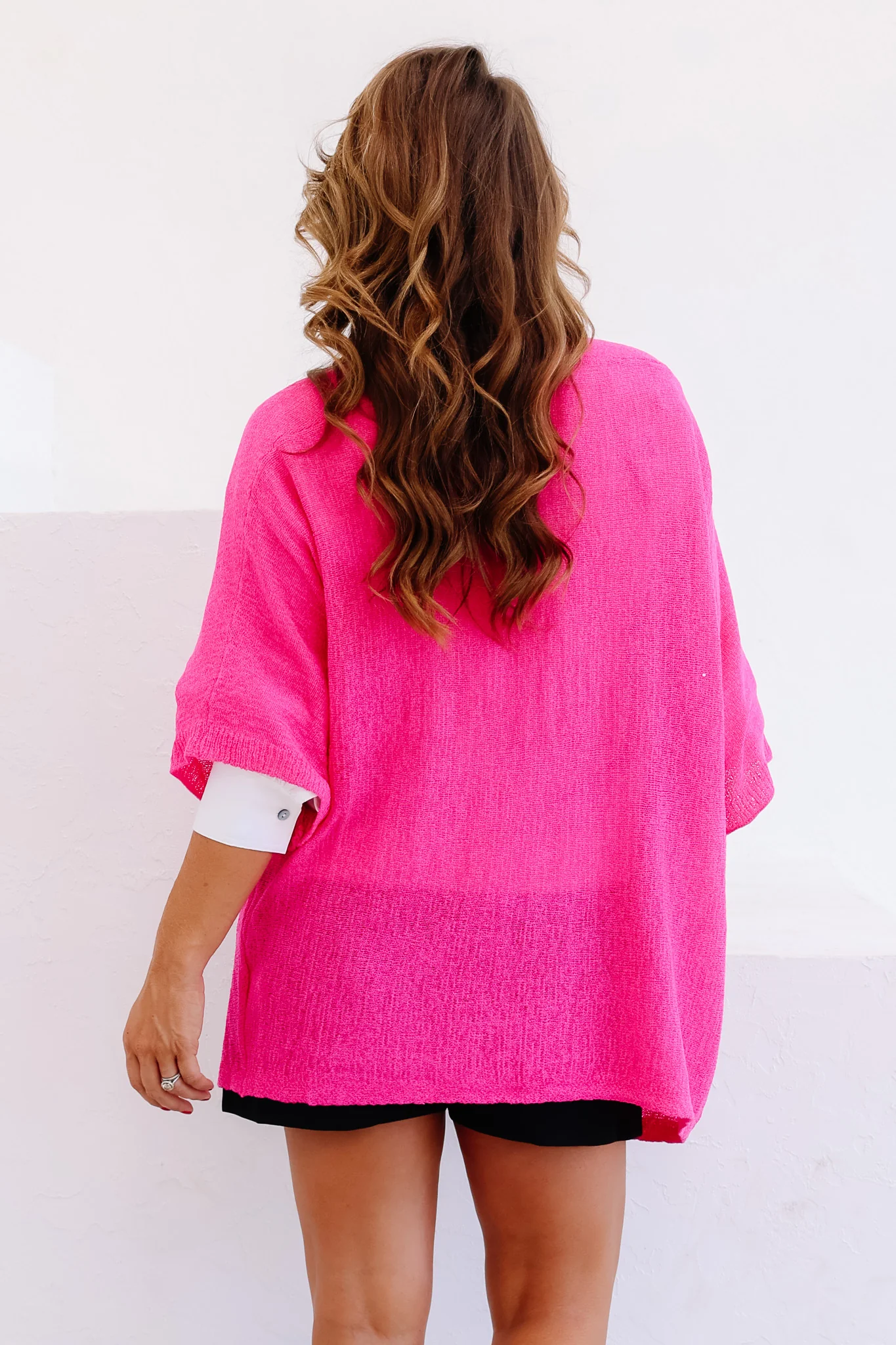 Living For The Moment Knitted Cardigan In Hot Pink - Image 4