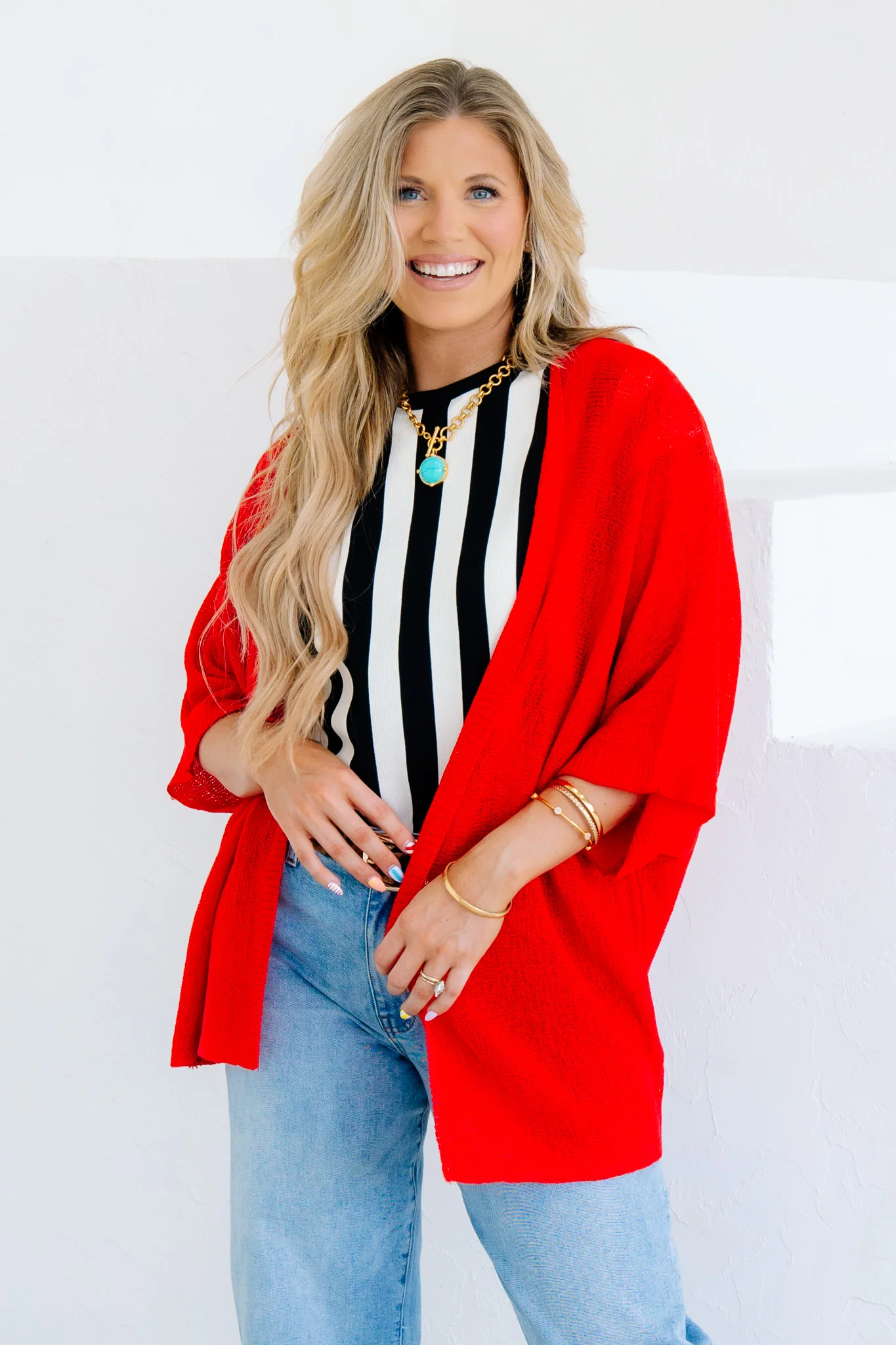 Living For The Moment Tomato Short Sleeve Cardigan - Image 3