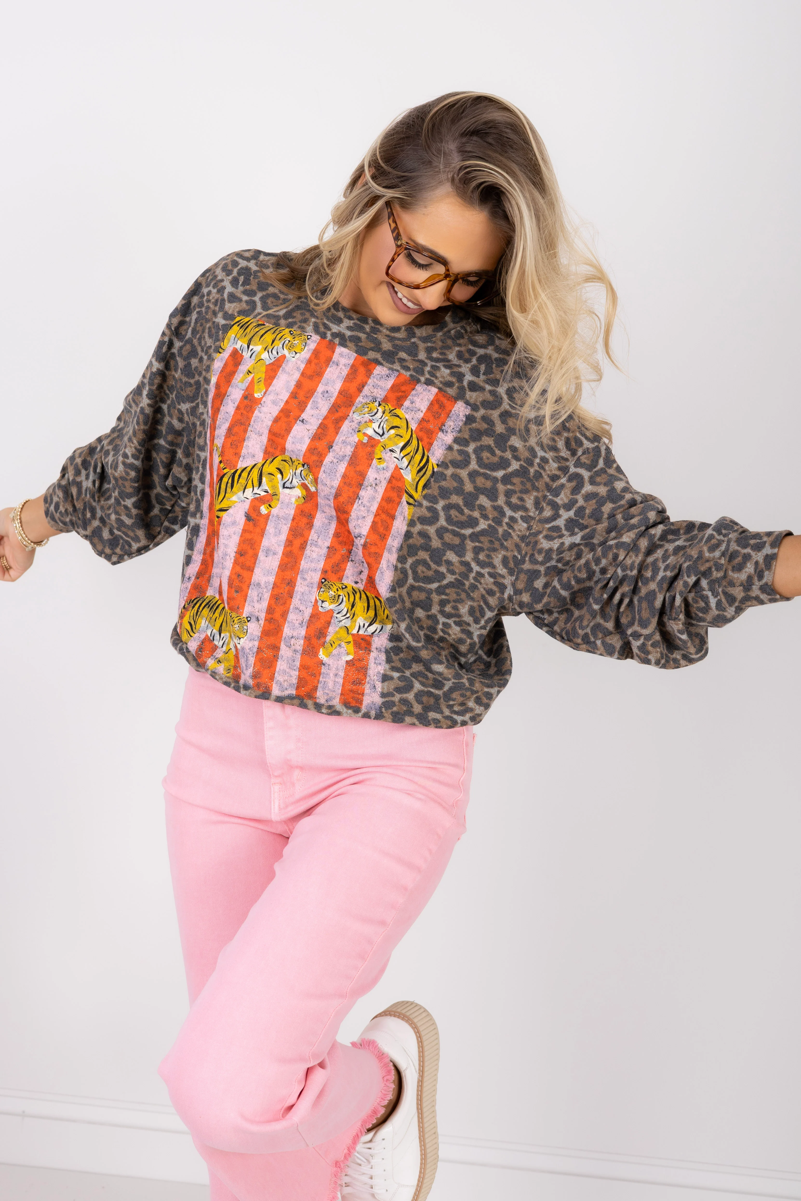DOORBUSTER Leopard Striped Long Sleeve Sweatshirt - Image 5