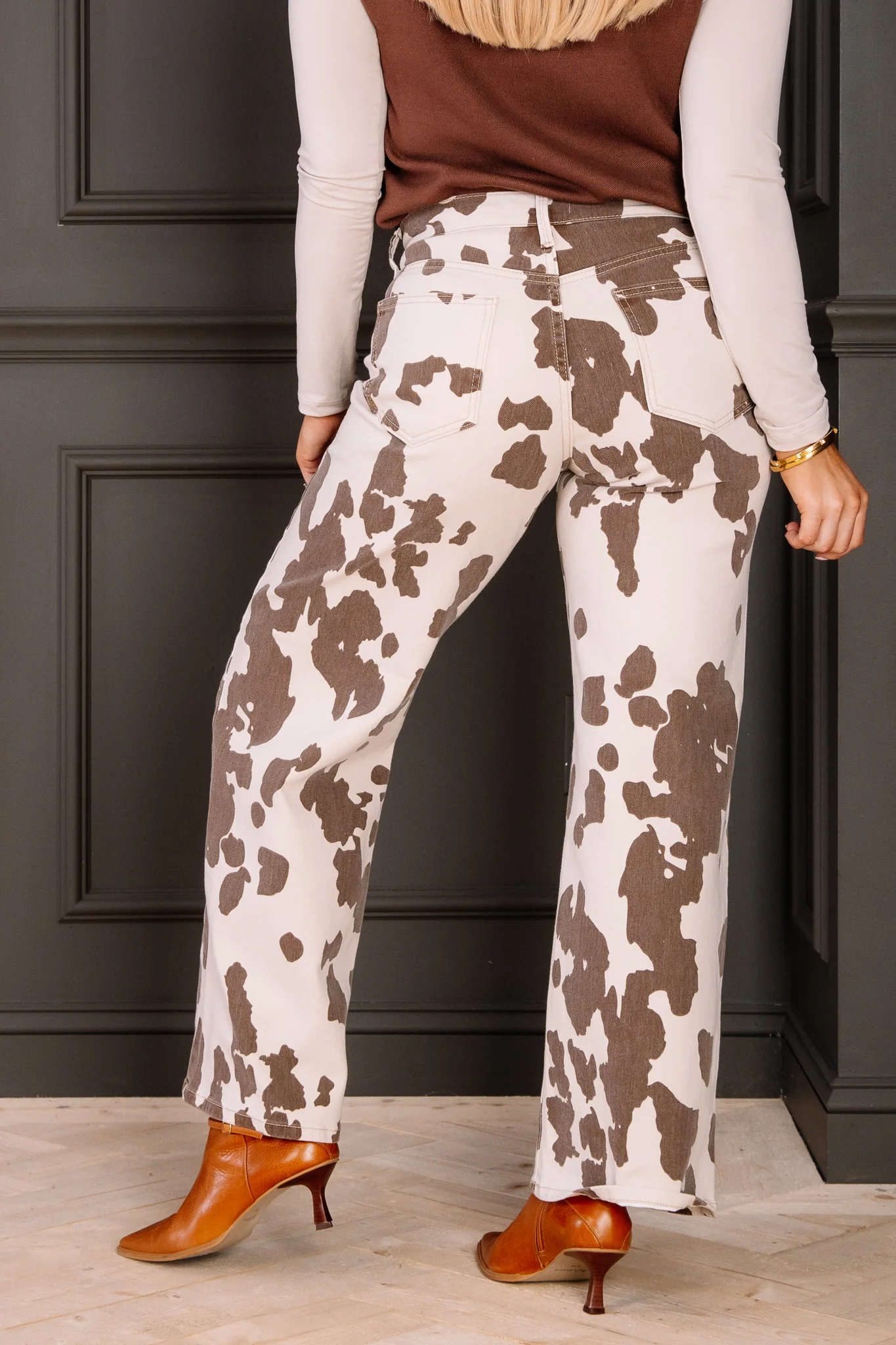 Just USA Cow Print Wide Leg Jean - Image 5