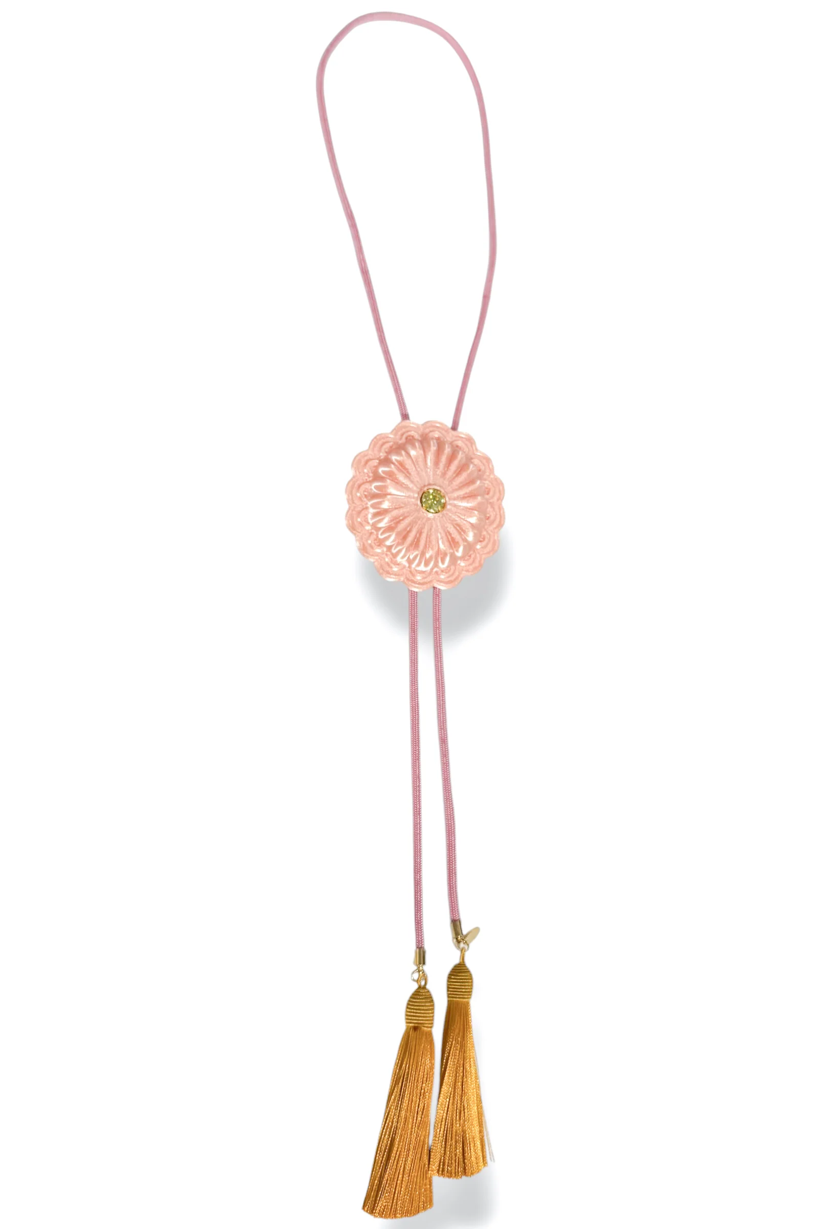 Loretta Sugar Pink Concho Bubblegum Pink Tassel Golden Yellow Bolo Necklace