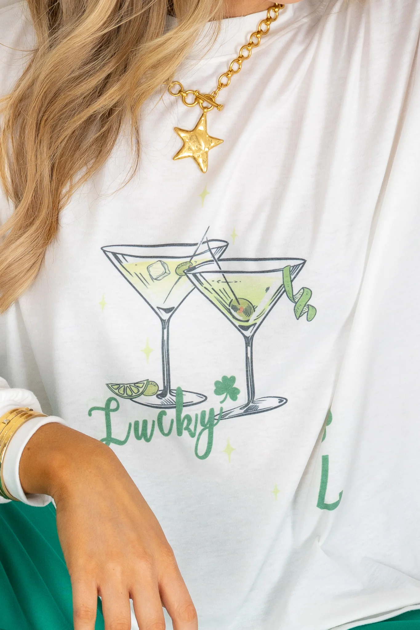 Lucky Dirty Martini Cocktail Long Sleeve Top - Image 2