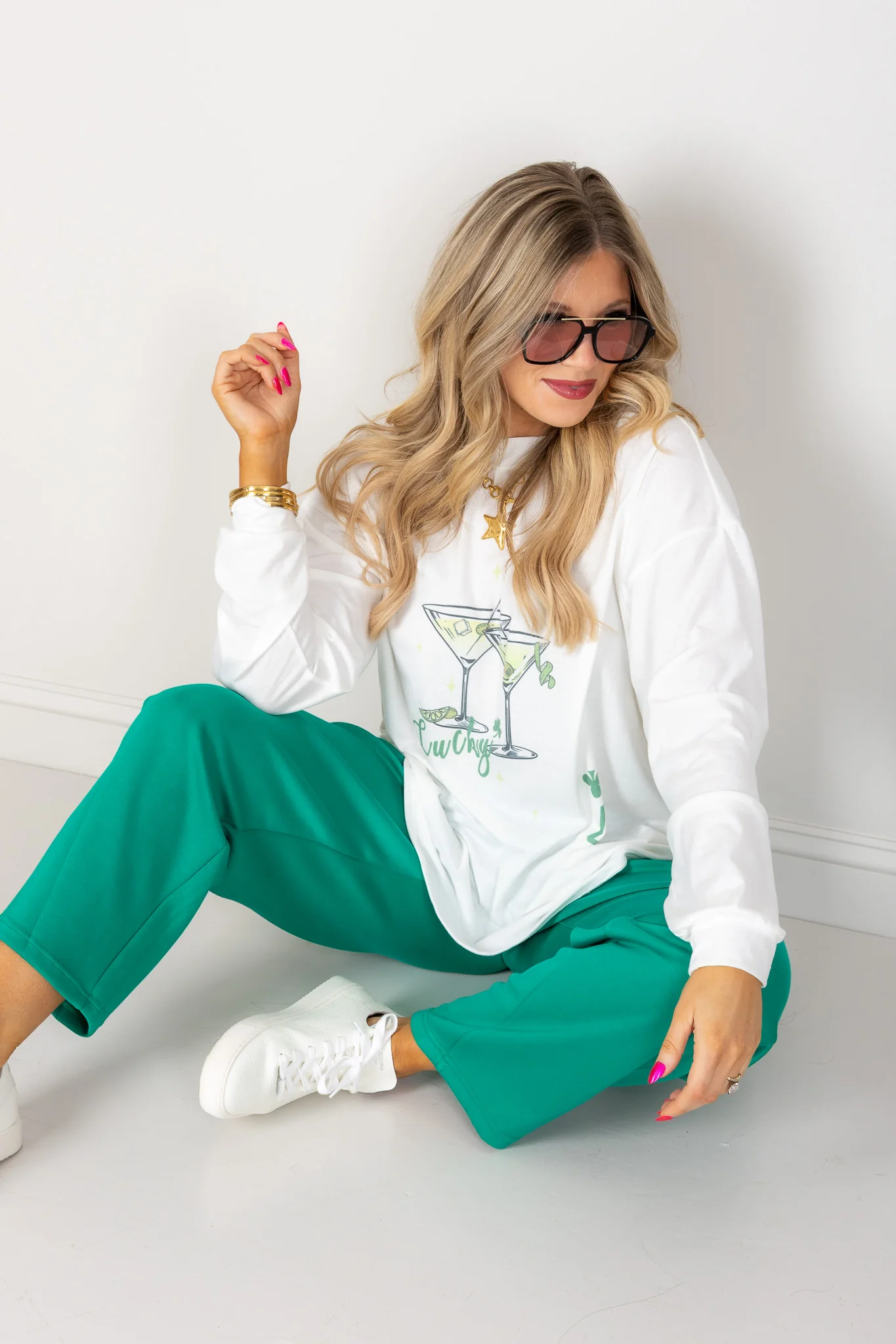Lucky Dirty Martini Cocktail Long Sleeve Top - Image 3