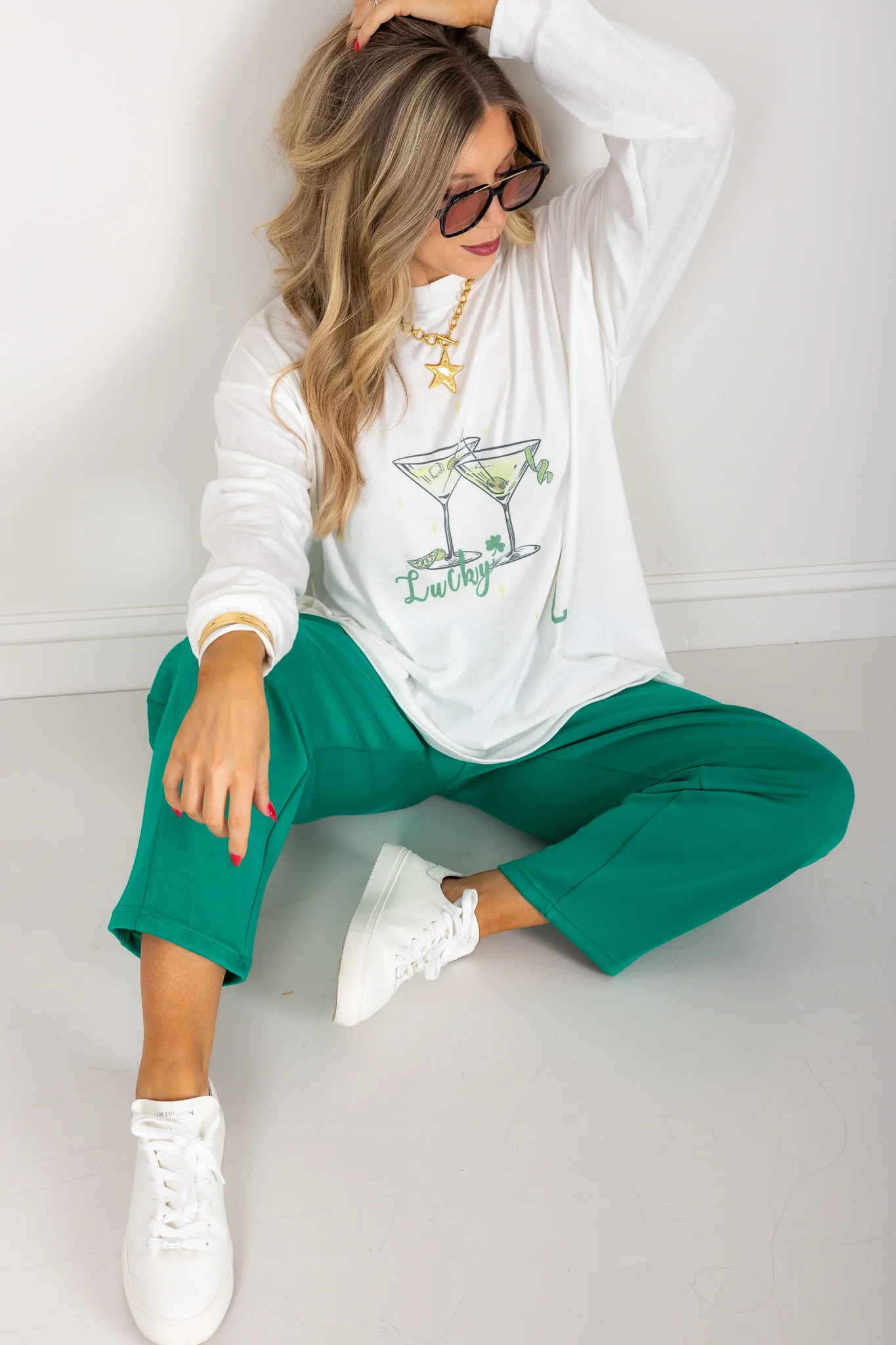 Lucky Dirty Martini Cocktail Long Sleeve Top - Image 5