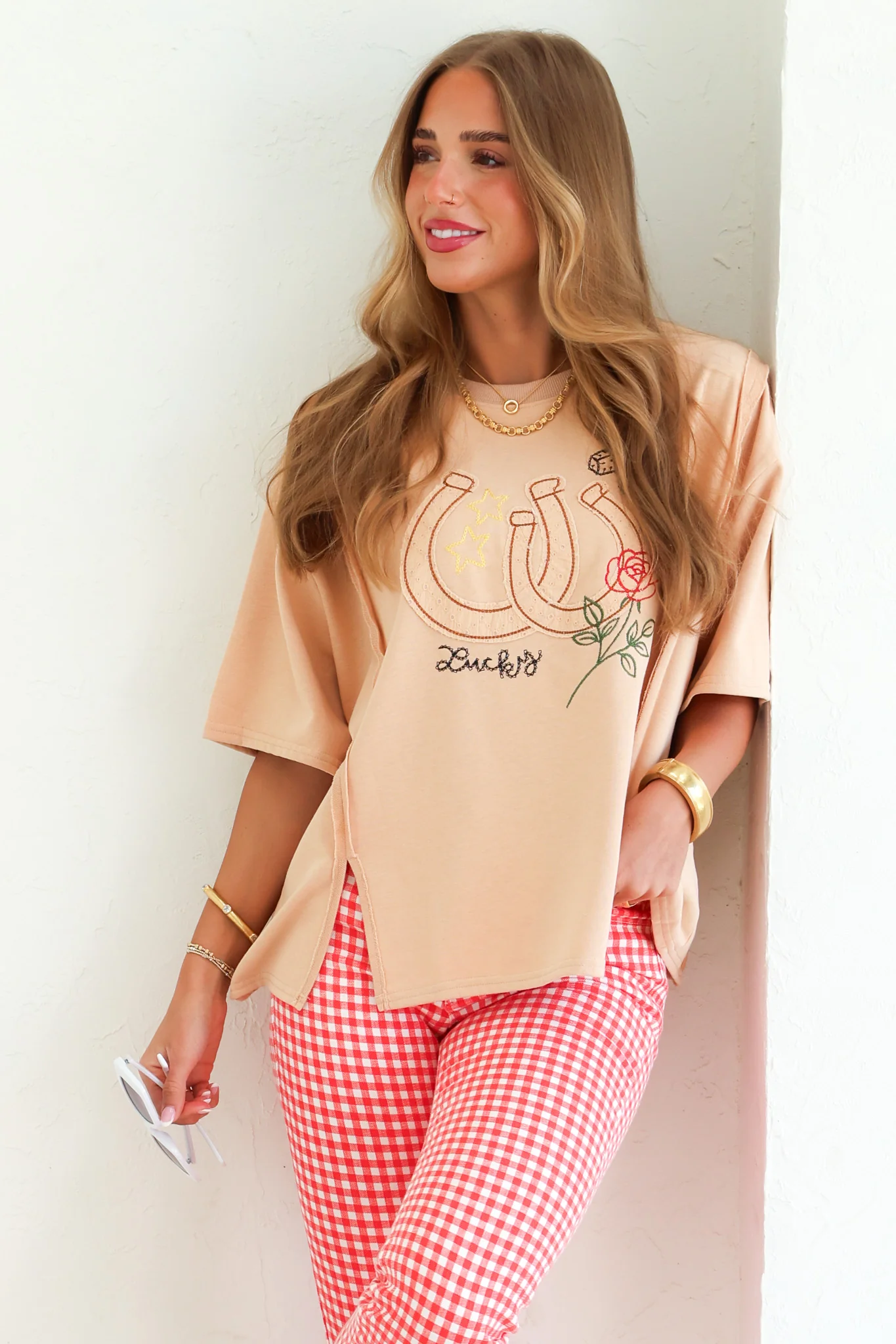 Lucky Horseshoe Taupe Short Sleeve Tee - Image 2