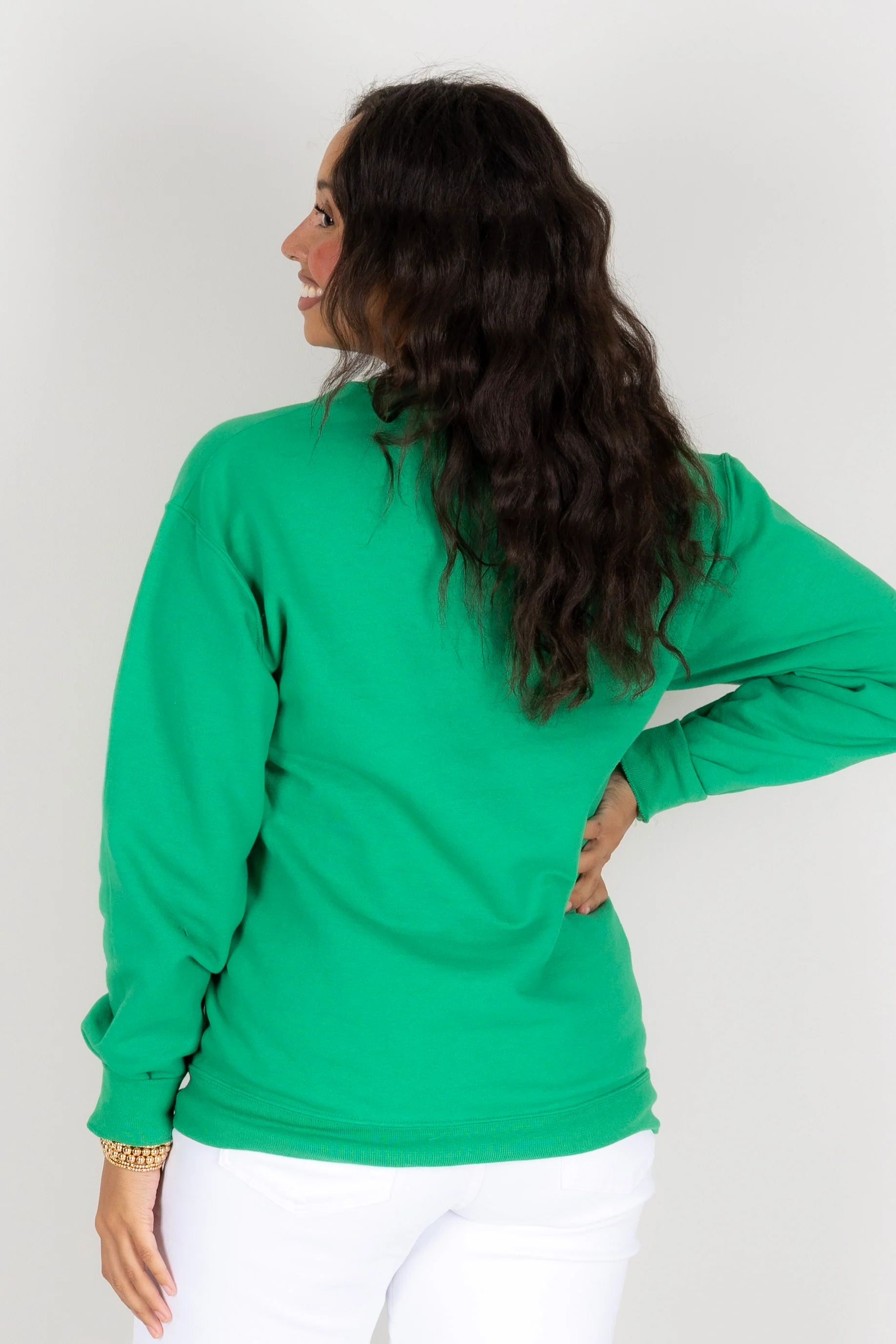 Lucky Horseshoe Kelly Green Long Sleeve Sweatshirt - Image 4
