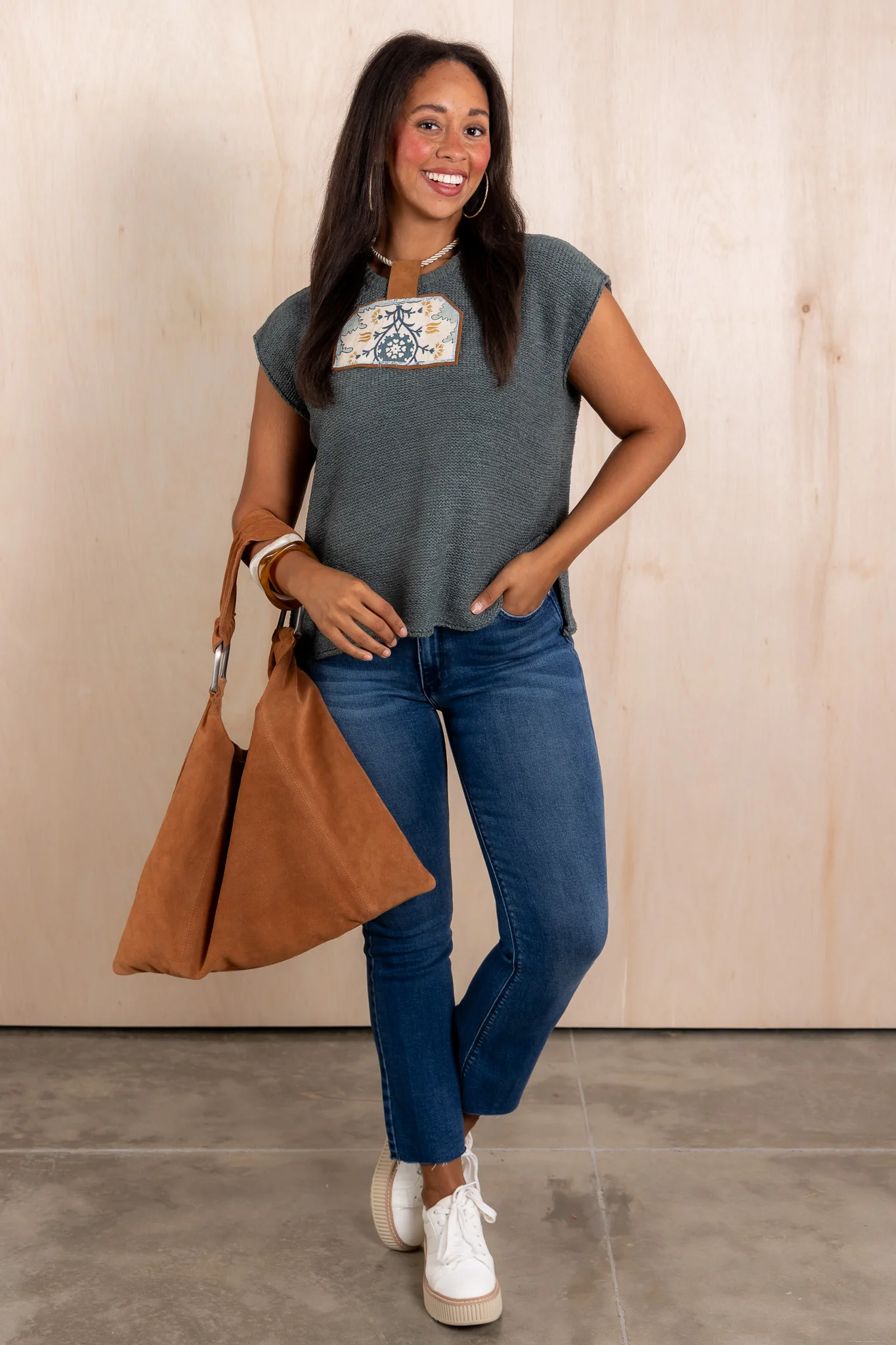 Lucky You're Here Ash Jade Sleeveless Sweater - Image 4