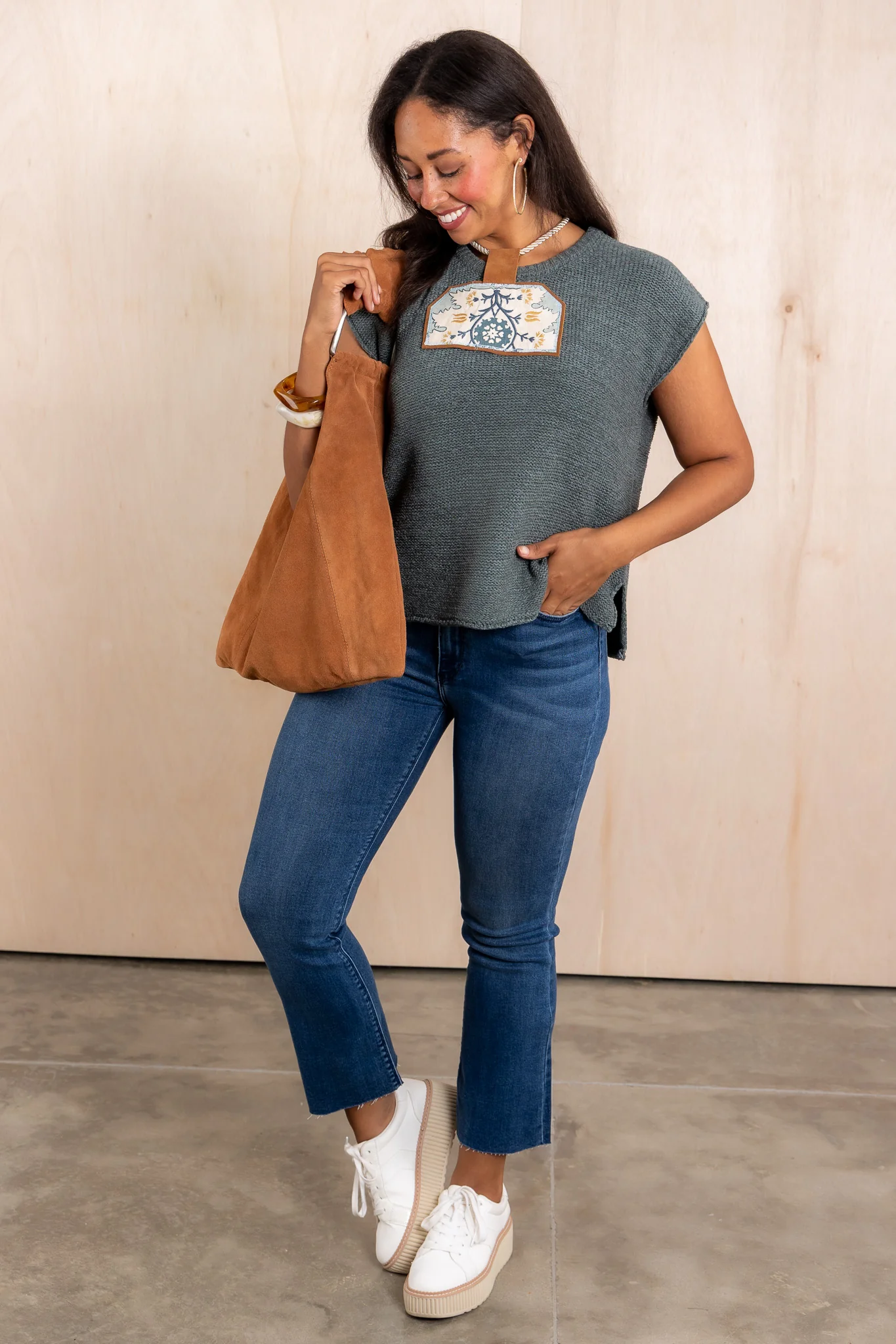 Lucky You're Here Ash Jade Sleeveless Sweater - Image 5