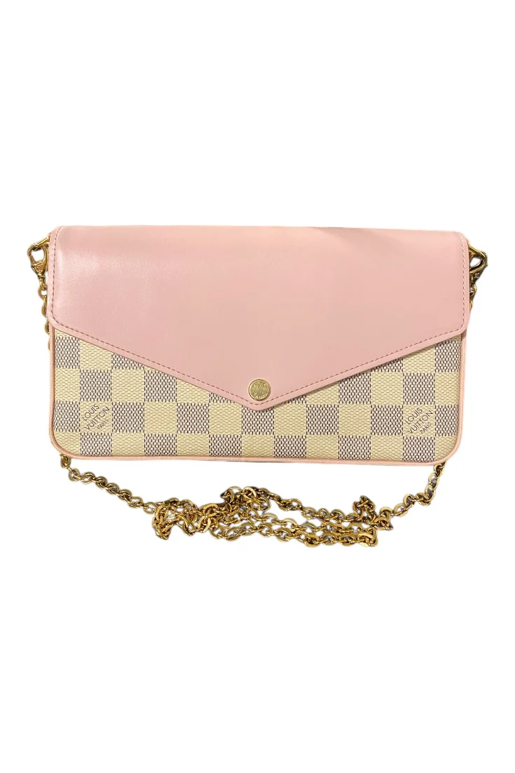 LV Damier Azur Calfskin Pochette Felicie Eau De Rose