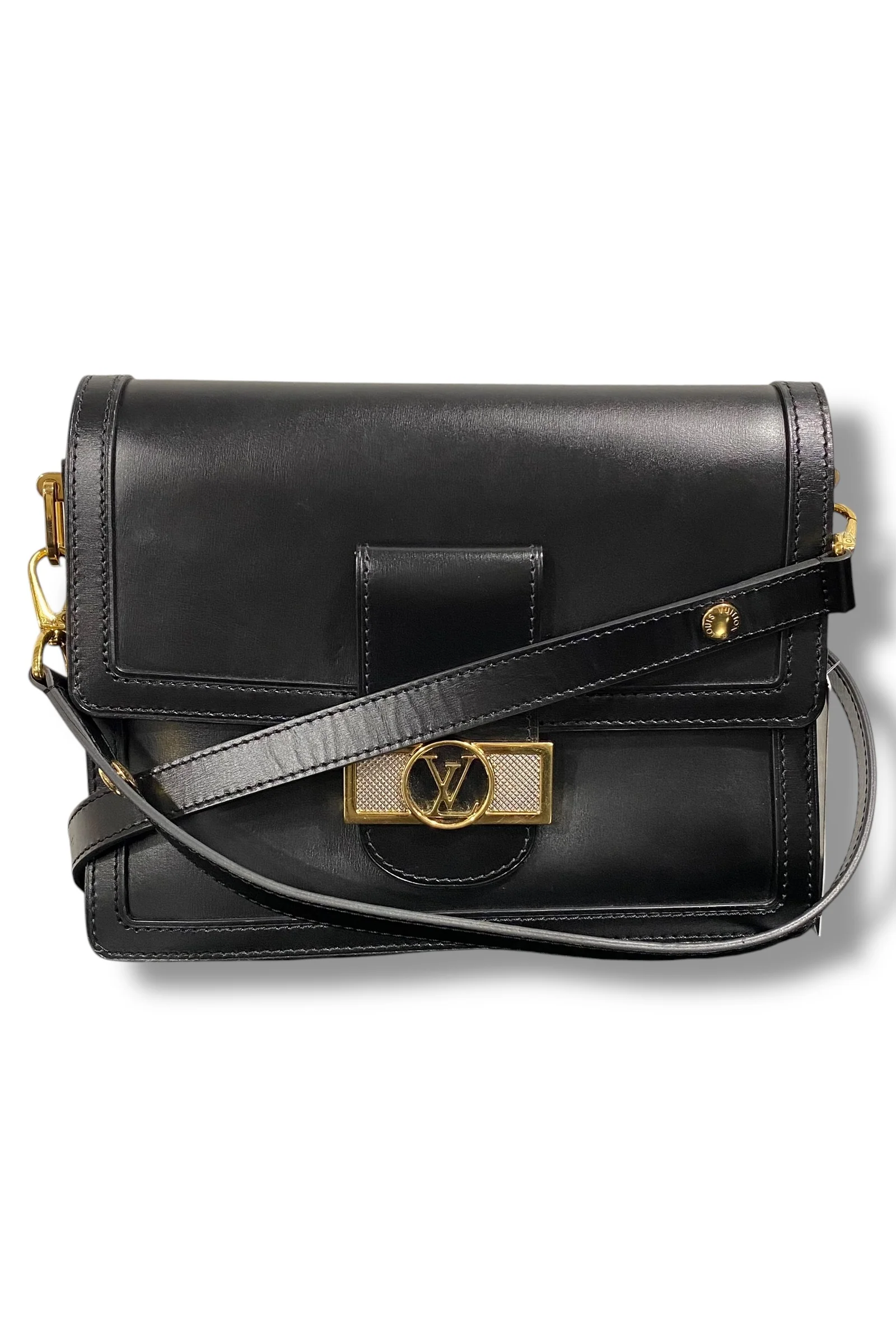 LV Dauphine Shoulder Bag Calfskin MM Black