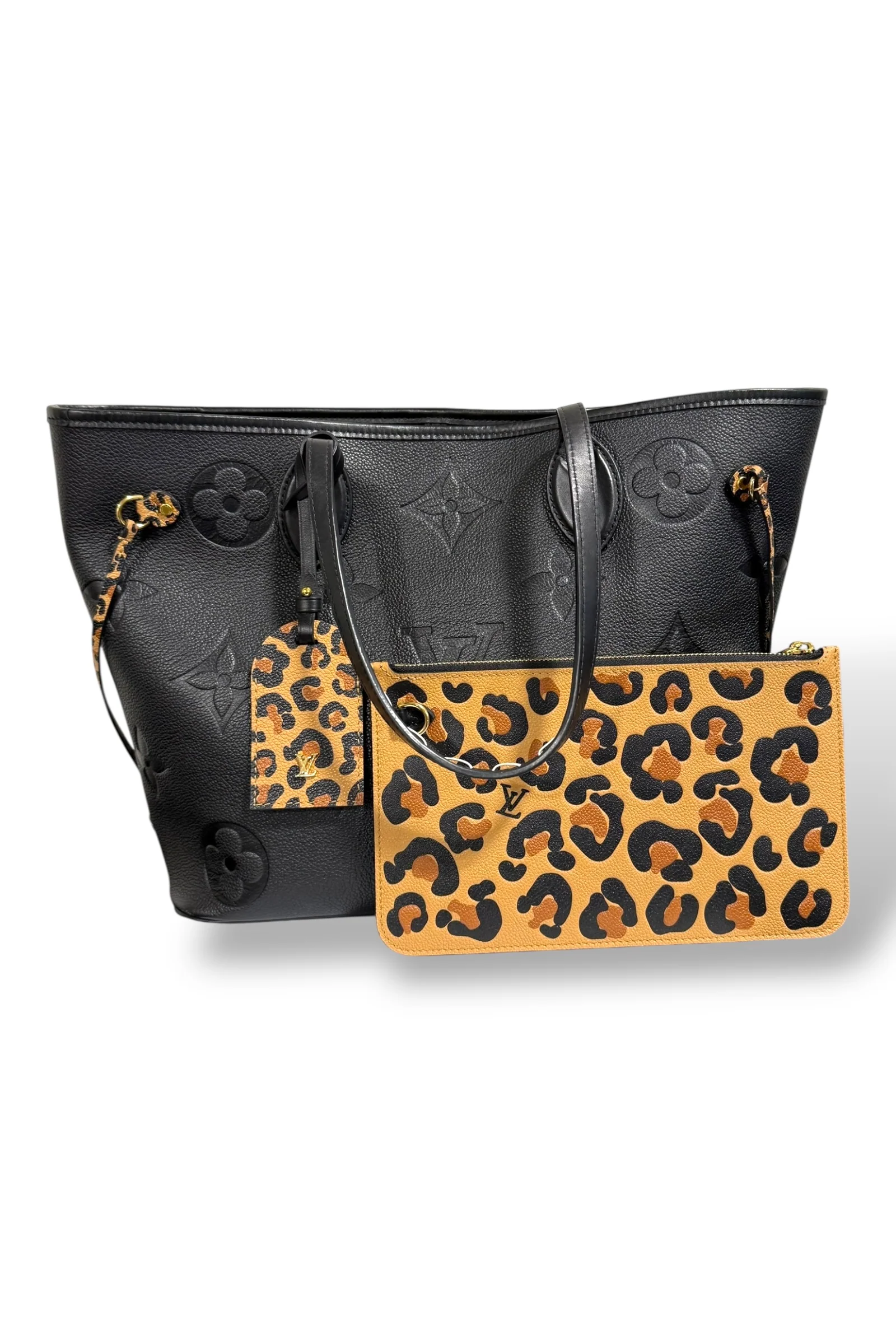LV Monogram Empreinte Wild At Hearts Neverfull MM Black