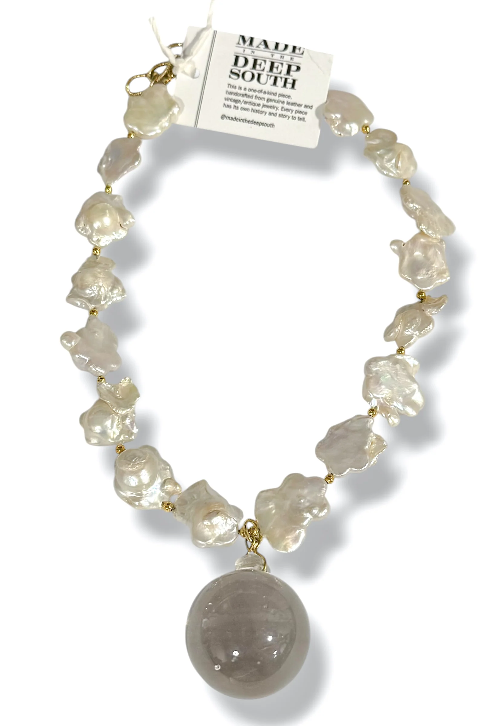 Made In The Deep South 1920s French Chandelier Crystal Baroque Pearl Necklace