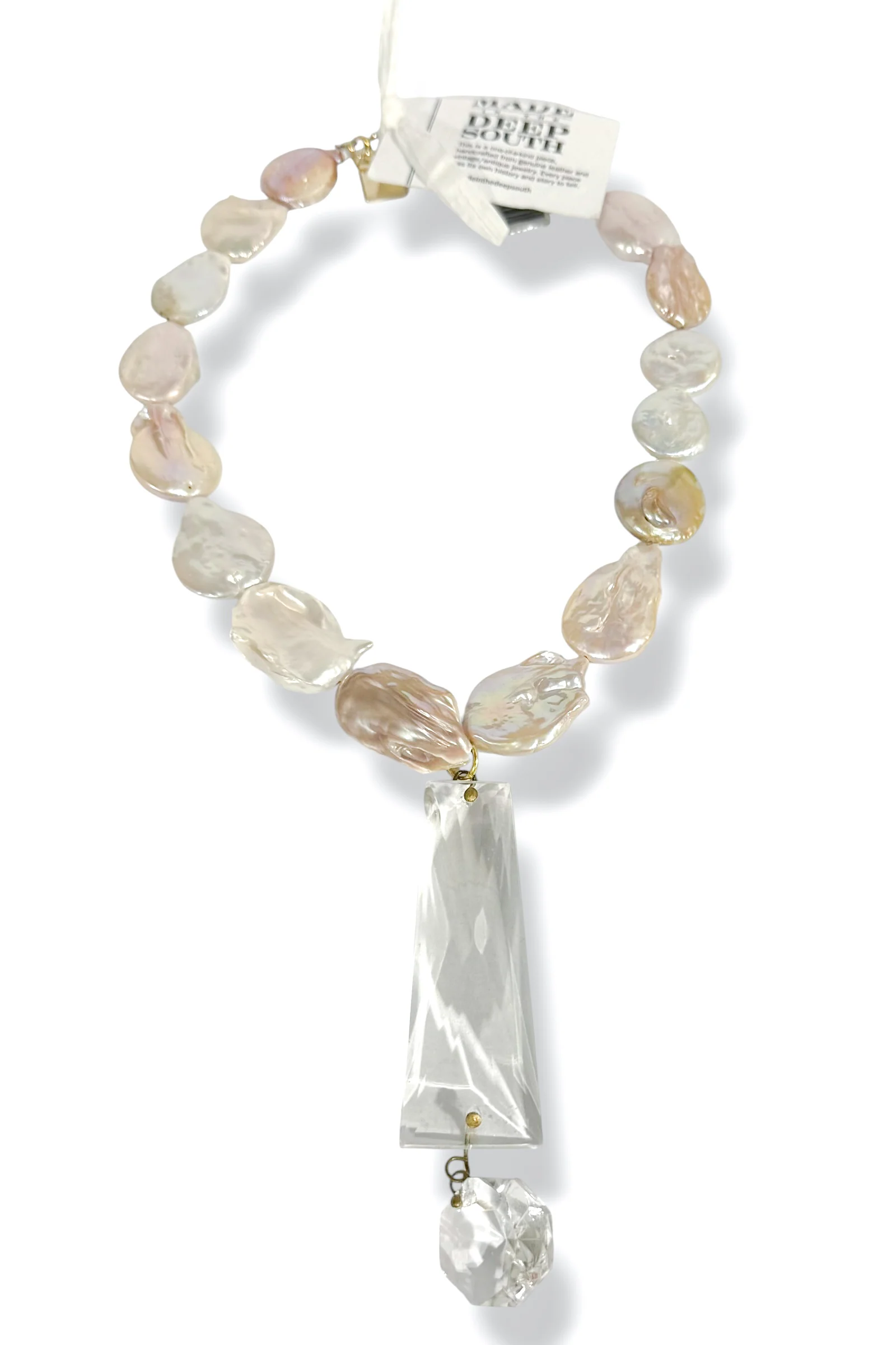 Made In The Deep South 1930s Chandelier Crystal Baroque Pearl Necklace
