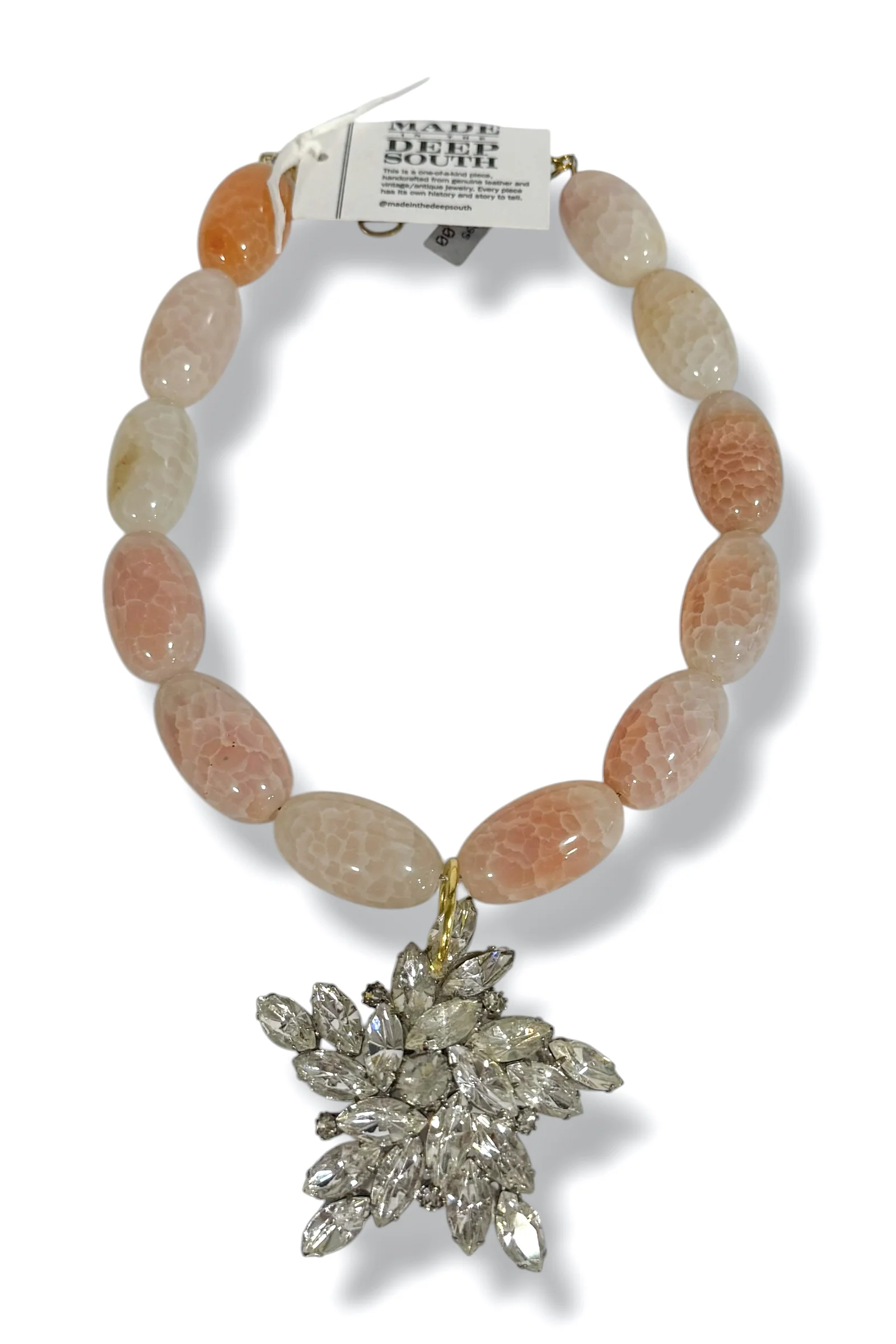Made In The Deep South 1950s Brooch 1960s Agate Bead Necklace