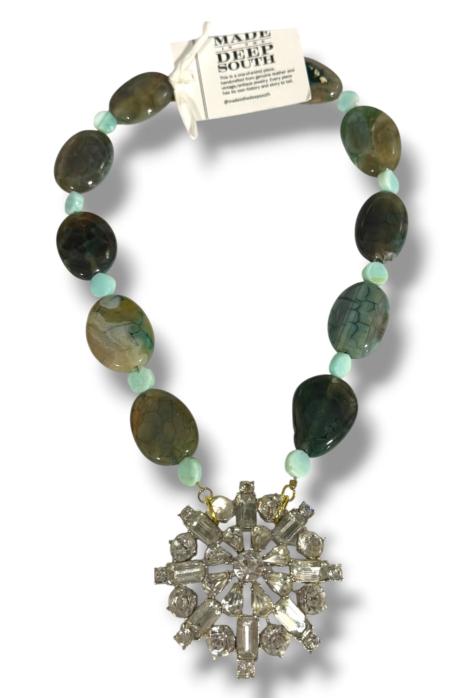 Made In The Deep South 1950s Brooch 1960s Agate Necklace