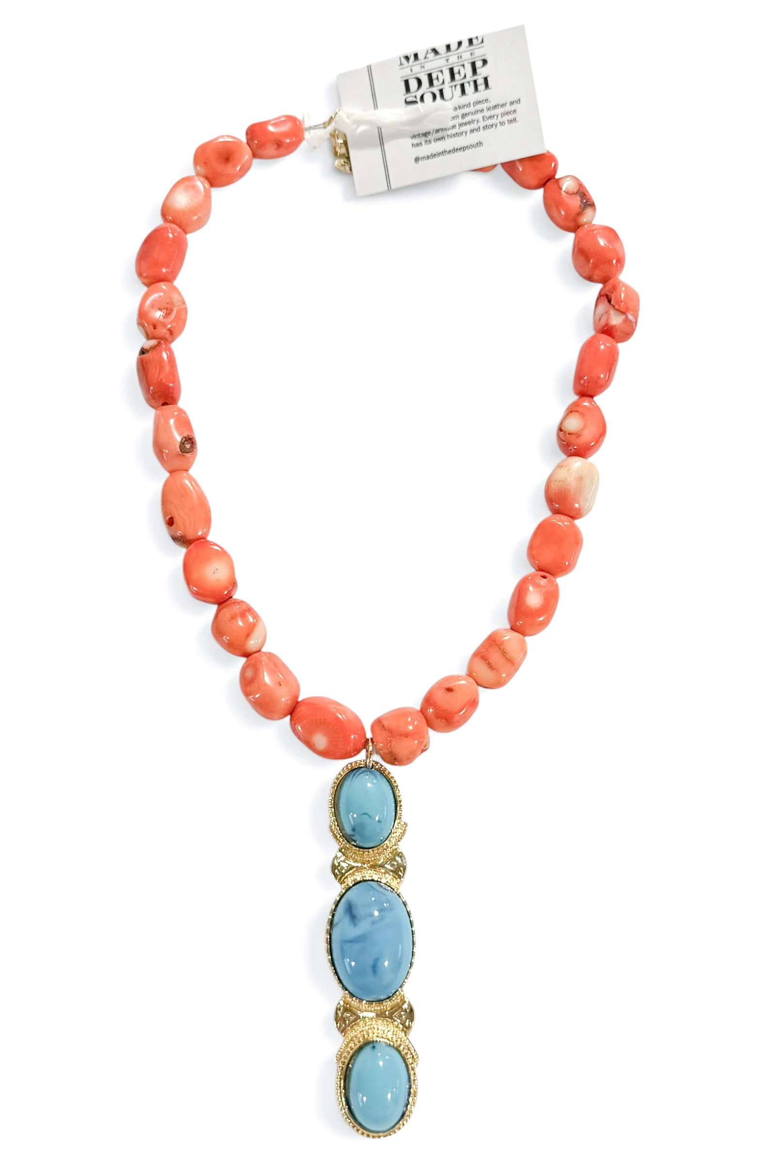 Made In The Deep South 1950s Brooch 1960s Coral Necklace