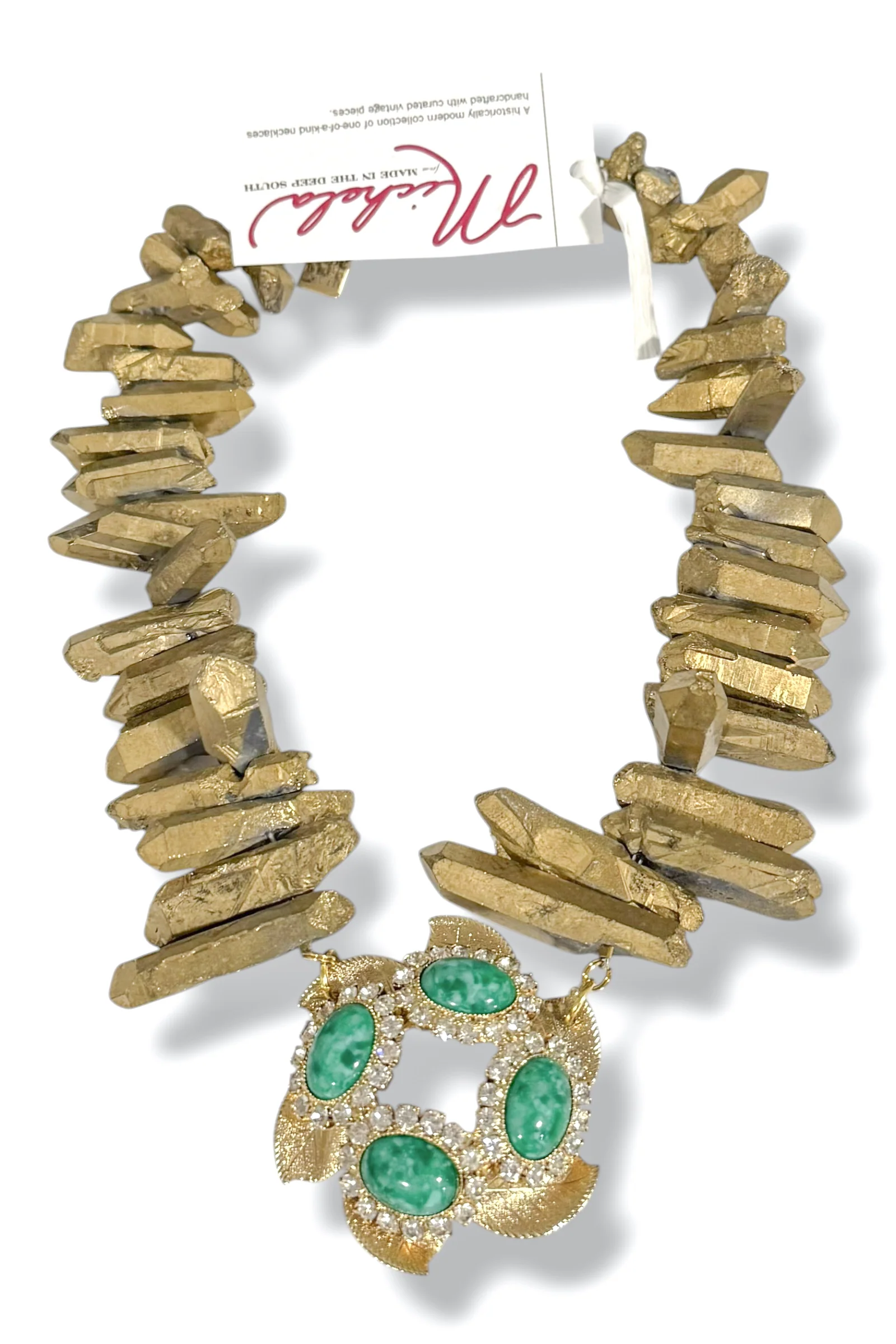 Made In The Deep South 1950s Brooch 1960s Quartz Bead Necklace