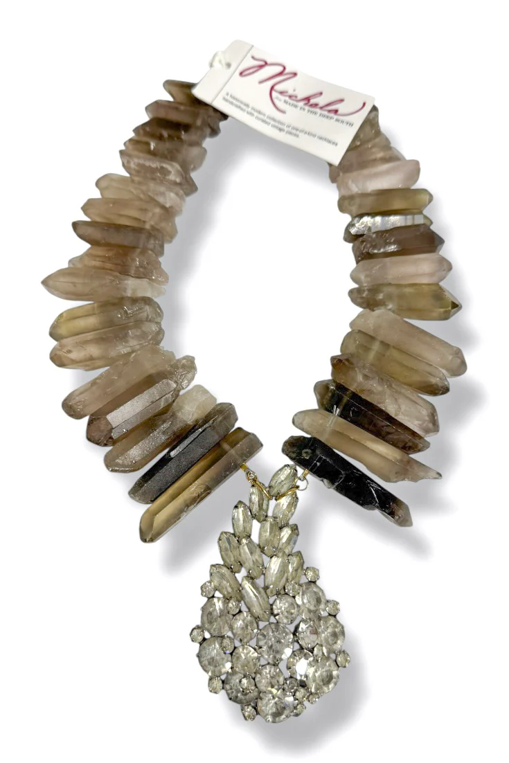 Made in the Deep South 1950s Brooch 1960s Quartz Bead Necklace