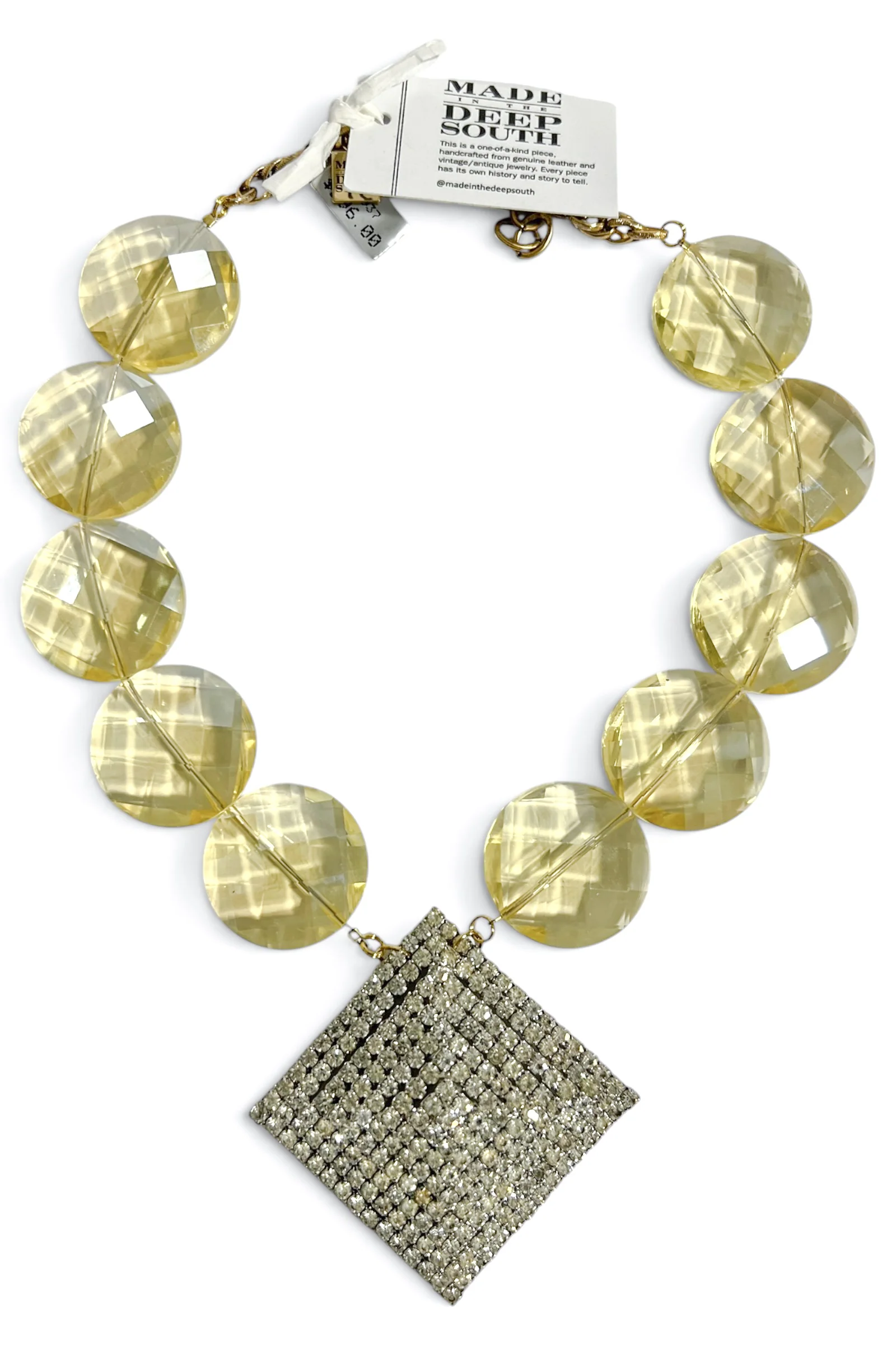 Made In The Deep South 1950s Brooch 1970s Crystal Bead Necklace