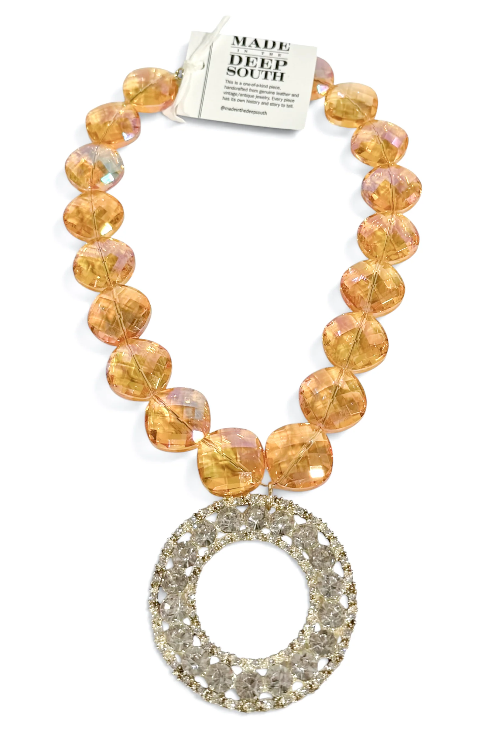 Made In The Deep South 1950s Brooch 1970s Crystal Bead Necklace