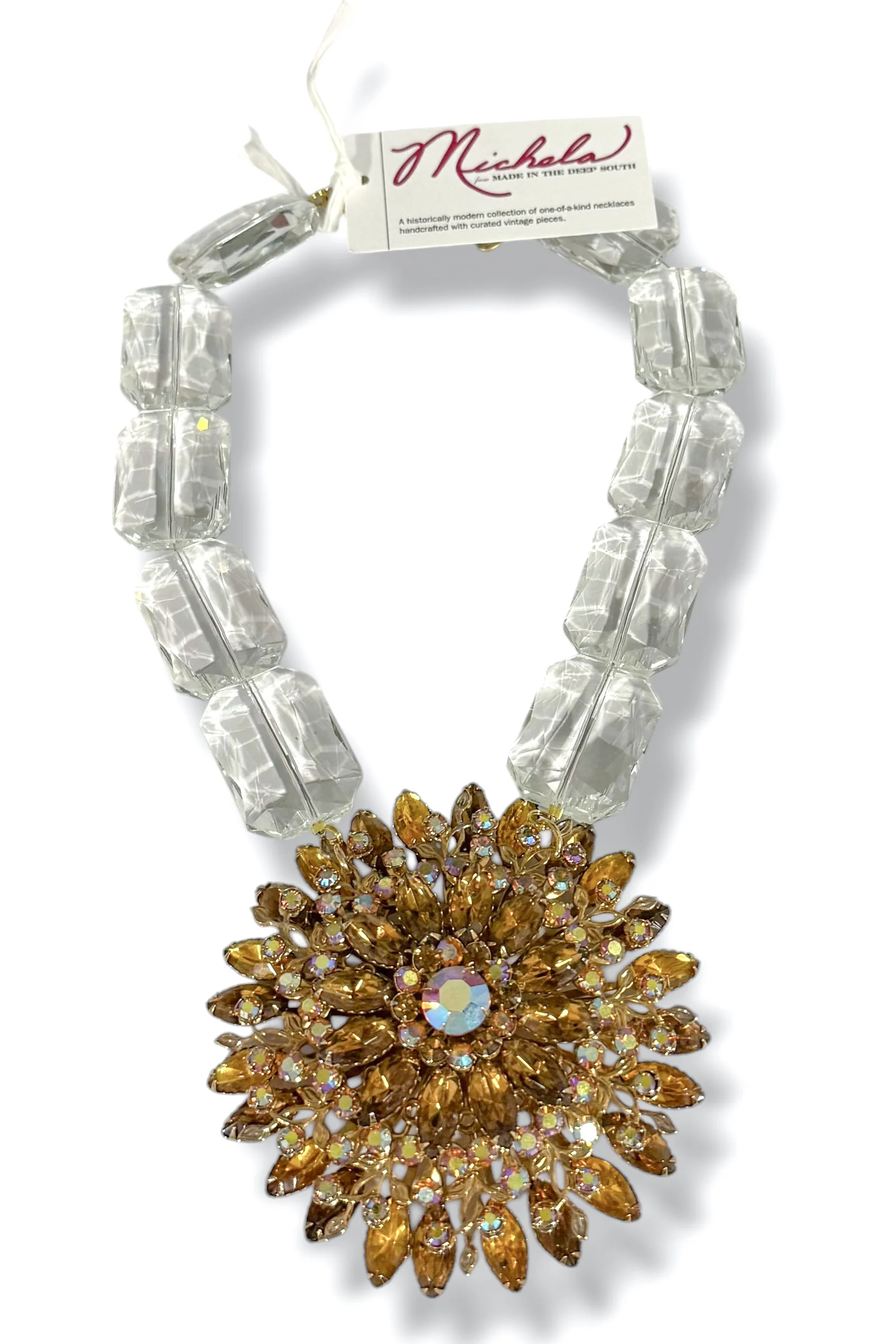 Made In The Deep South 1950s Brooch 1970s Crystal Necklace