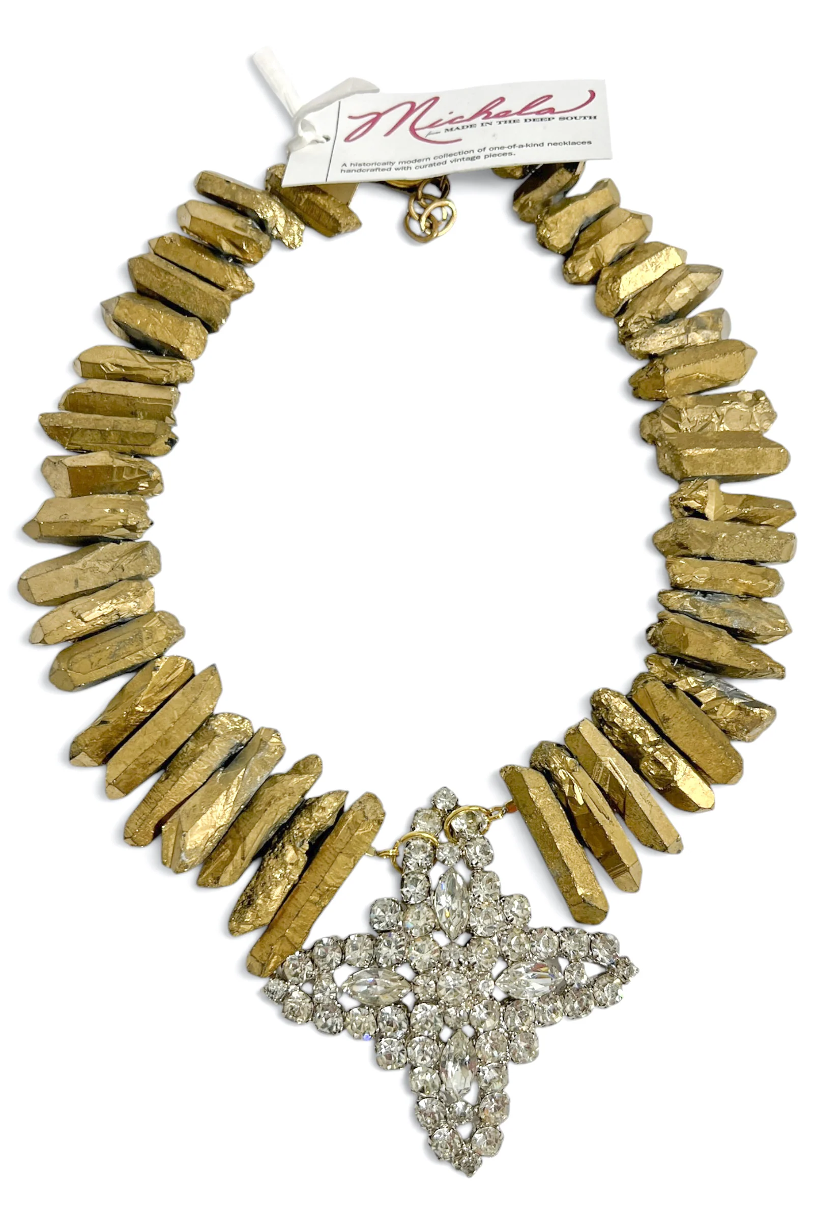 Made In The Deep South 1950s Pendant 1970s Quartz Bead Necklace