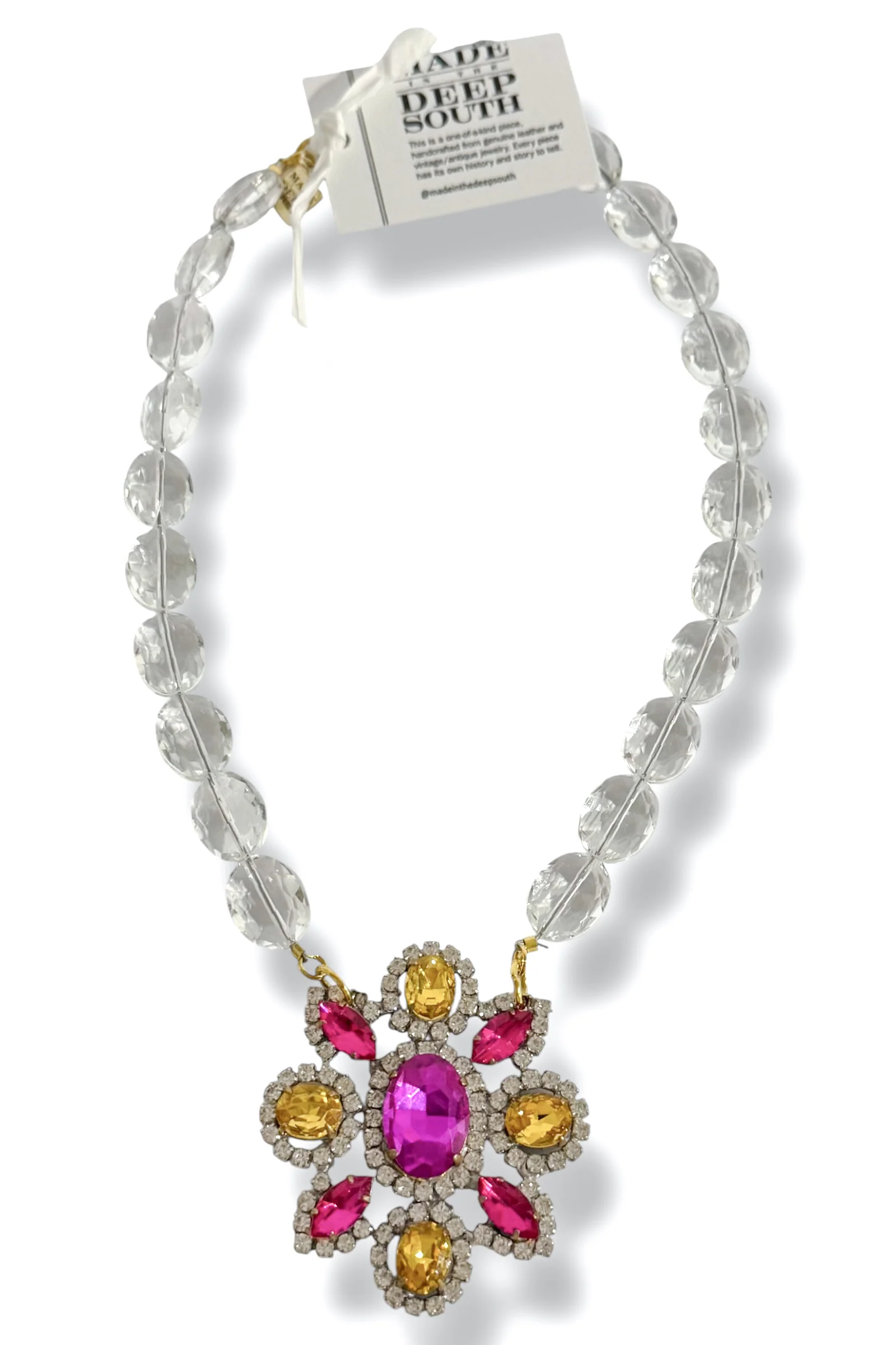 Made In The Deep South 1960s Clear Glass Bead Necklace